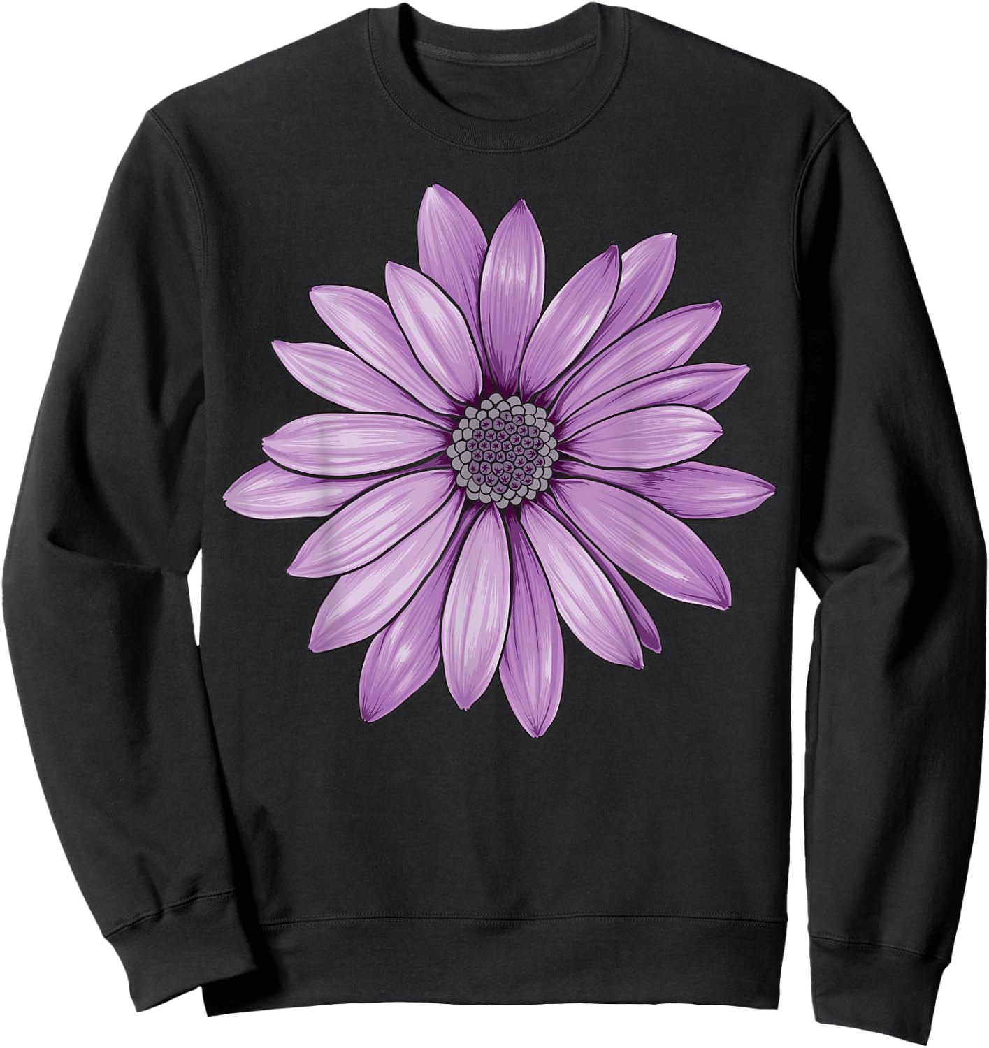 Purple Daisy Flower Sweatshirt - Sweatshirt | Black