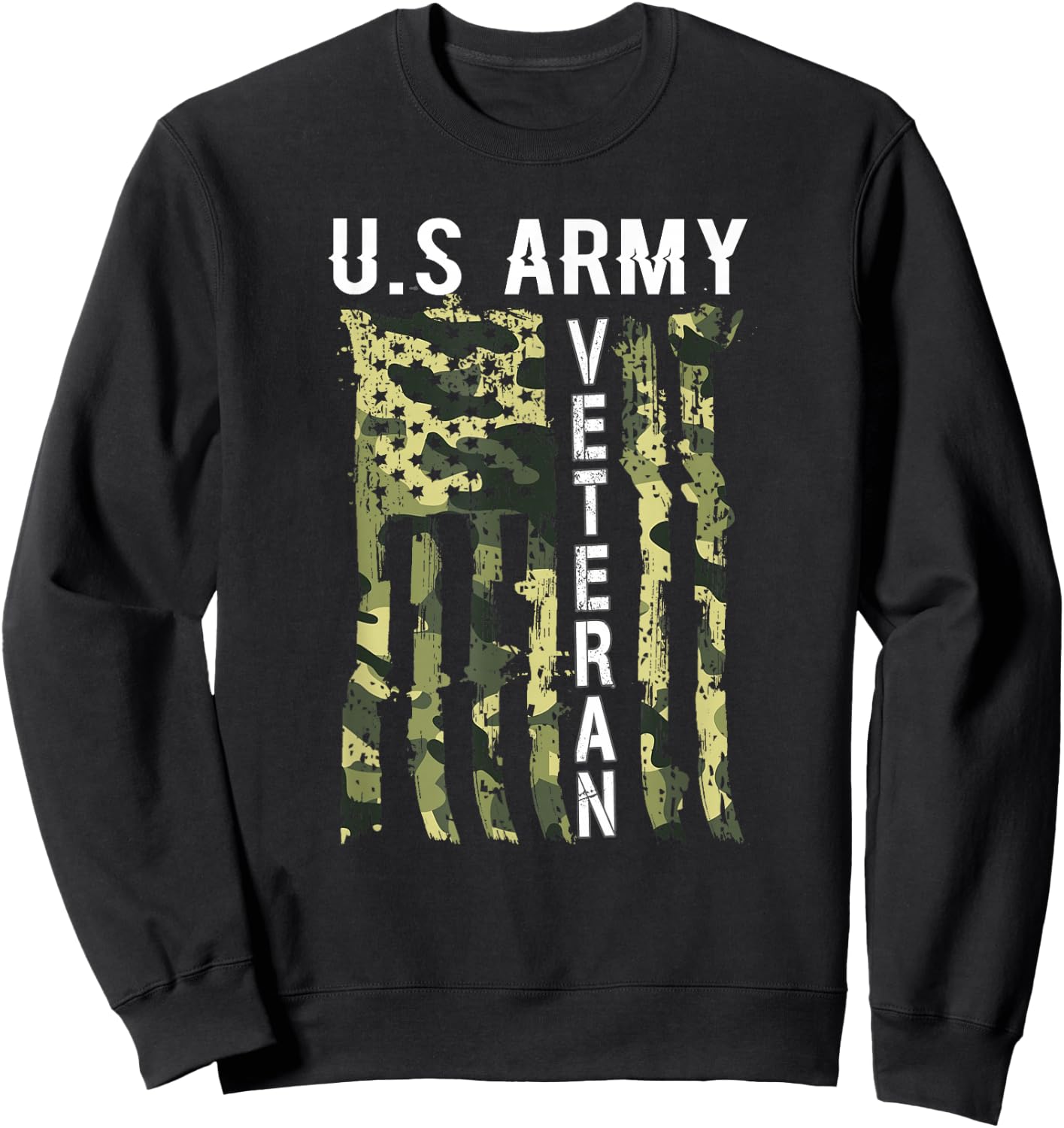 Veteran USA Camo 4th of July Shirt Man Woman Sweatshirt - Sweatshirt | Black