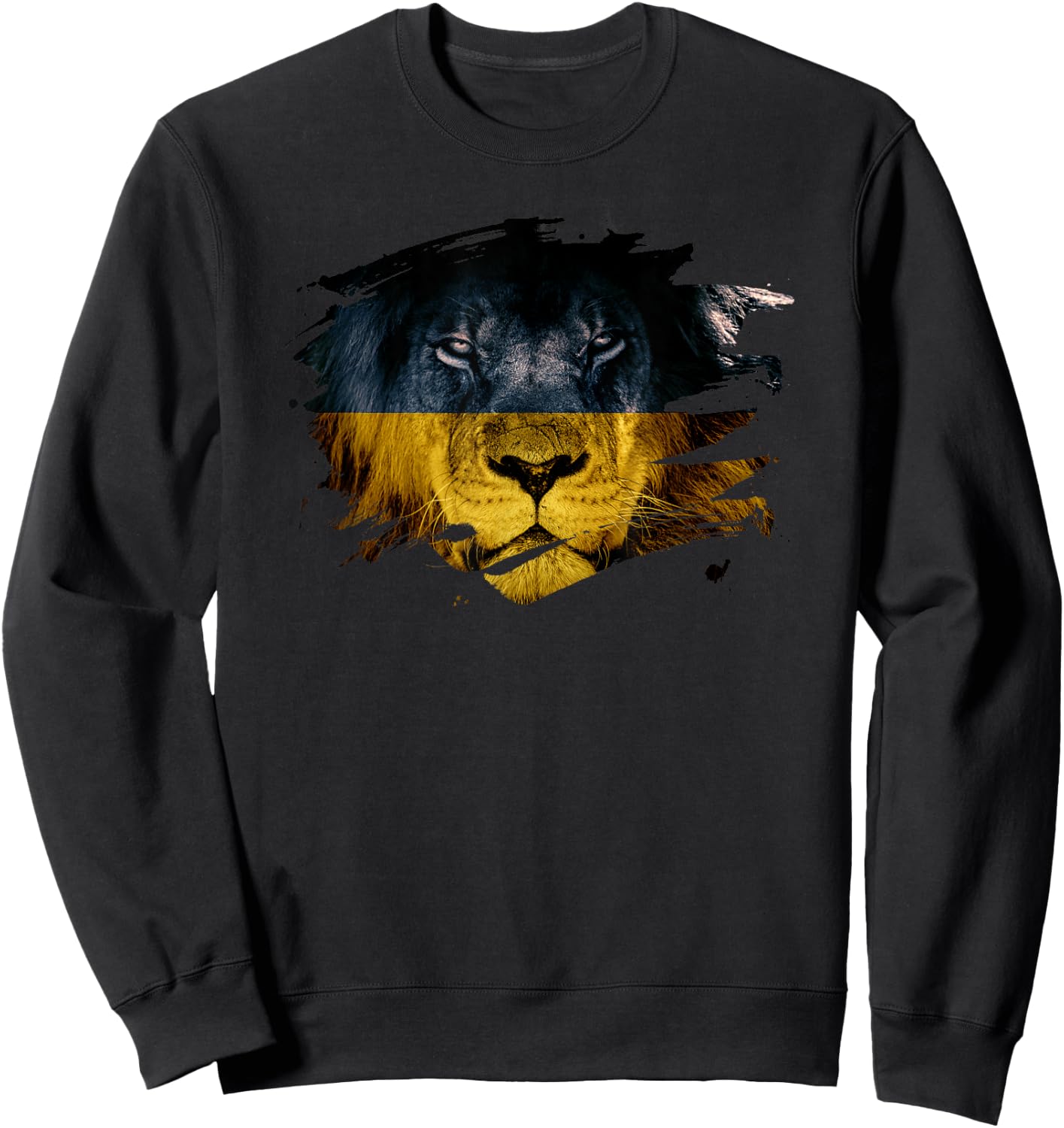 Ukraine Flag & African Lion - Ukrainian Pride Sweatshirt - Sweatshirt | Black