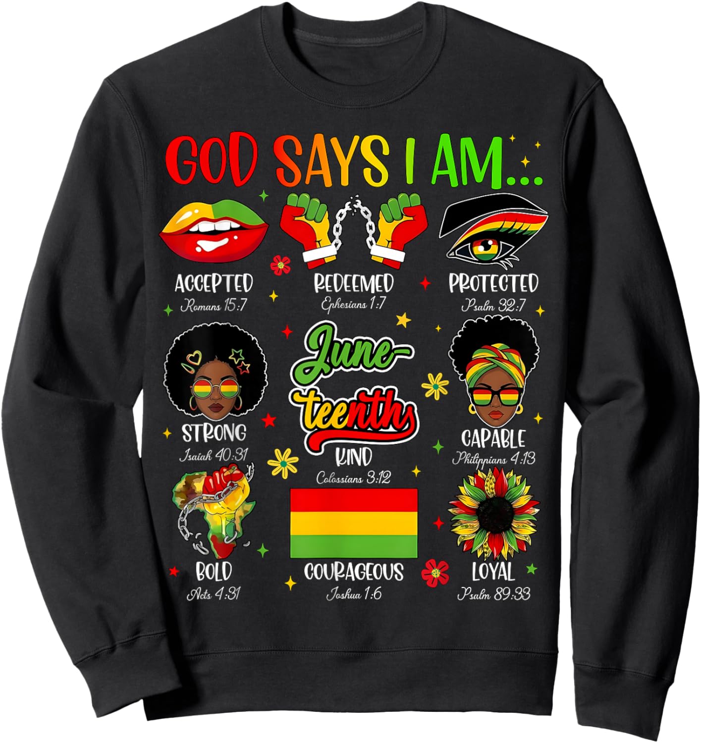 God Says I Am Christian Melanin Black History Juneteenth Sweatshirt - Sweatshirt | Black