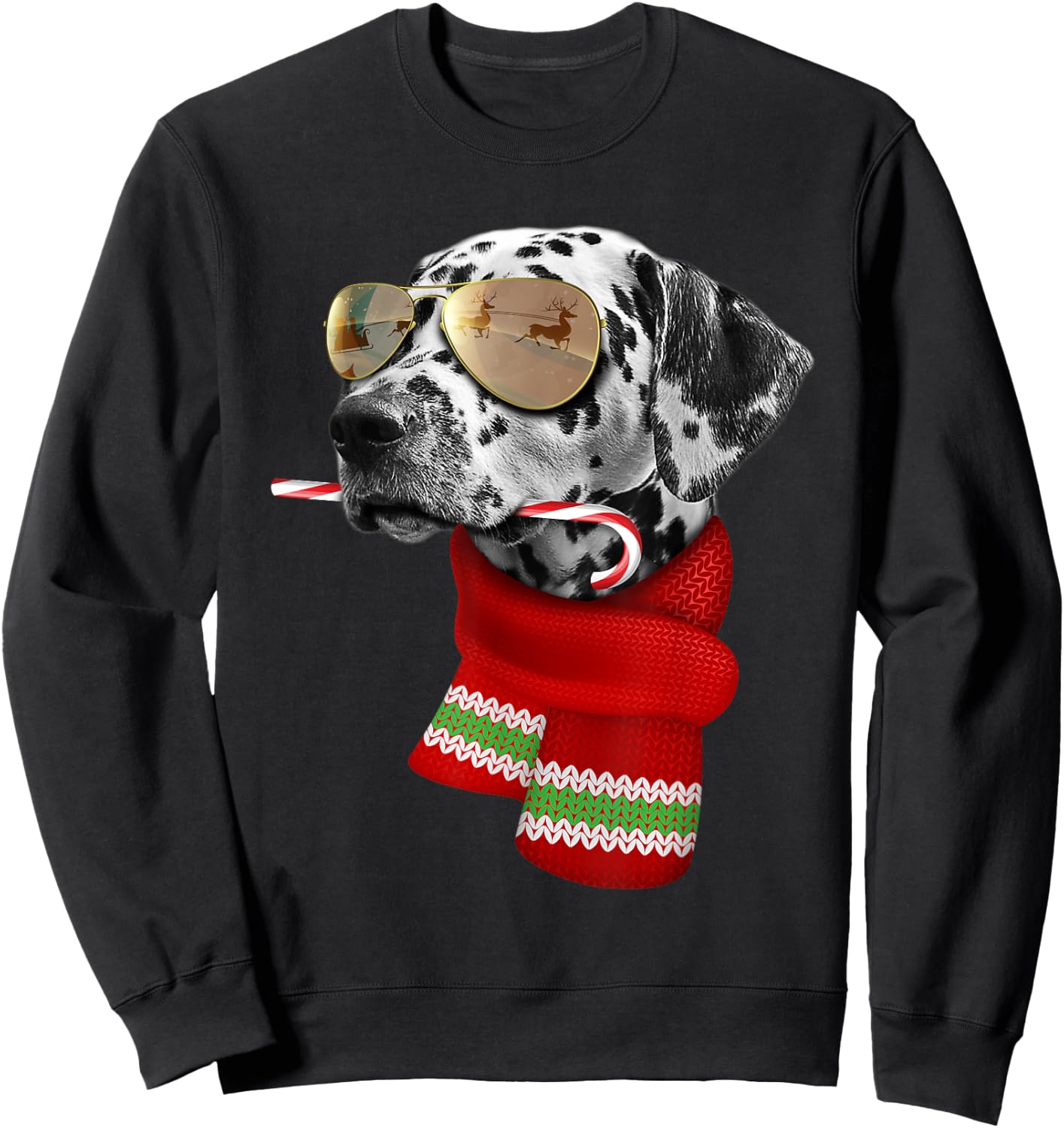 Dalmatian shirt Cute Christmas Gift Dog Lovers Sunglasses Sweatshirt - Sweatshirt | Black