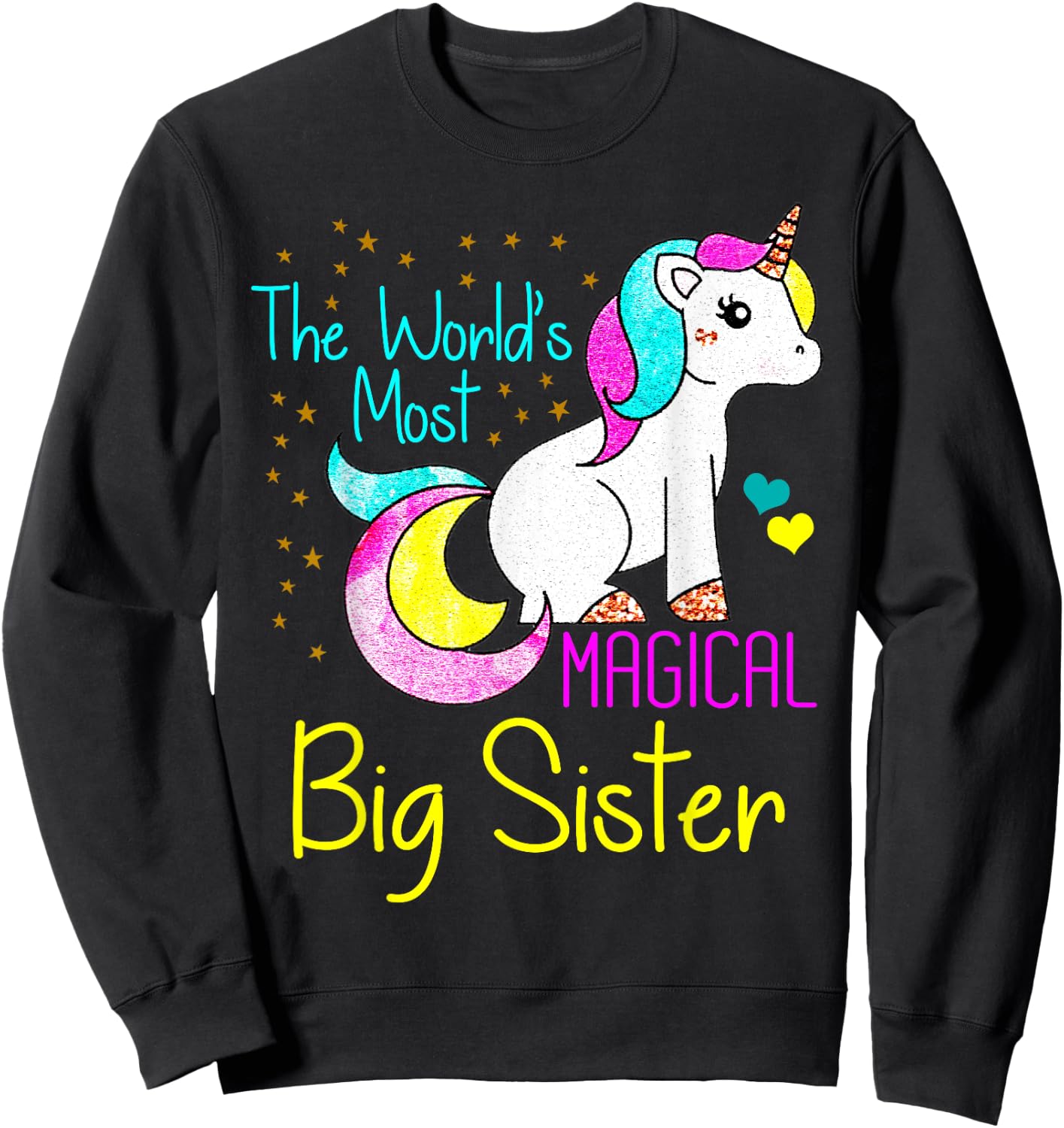 Magical Unicorn Big Sister Cute Funny Novelty Gift Sweatshirt - Sweatshirt | Black