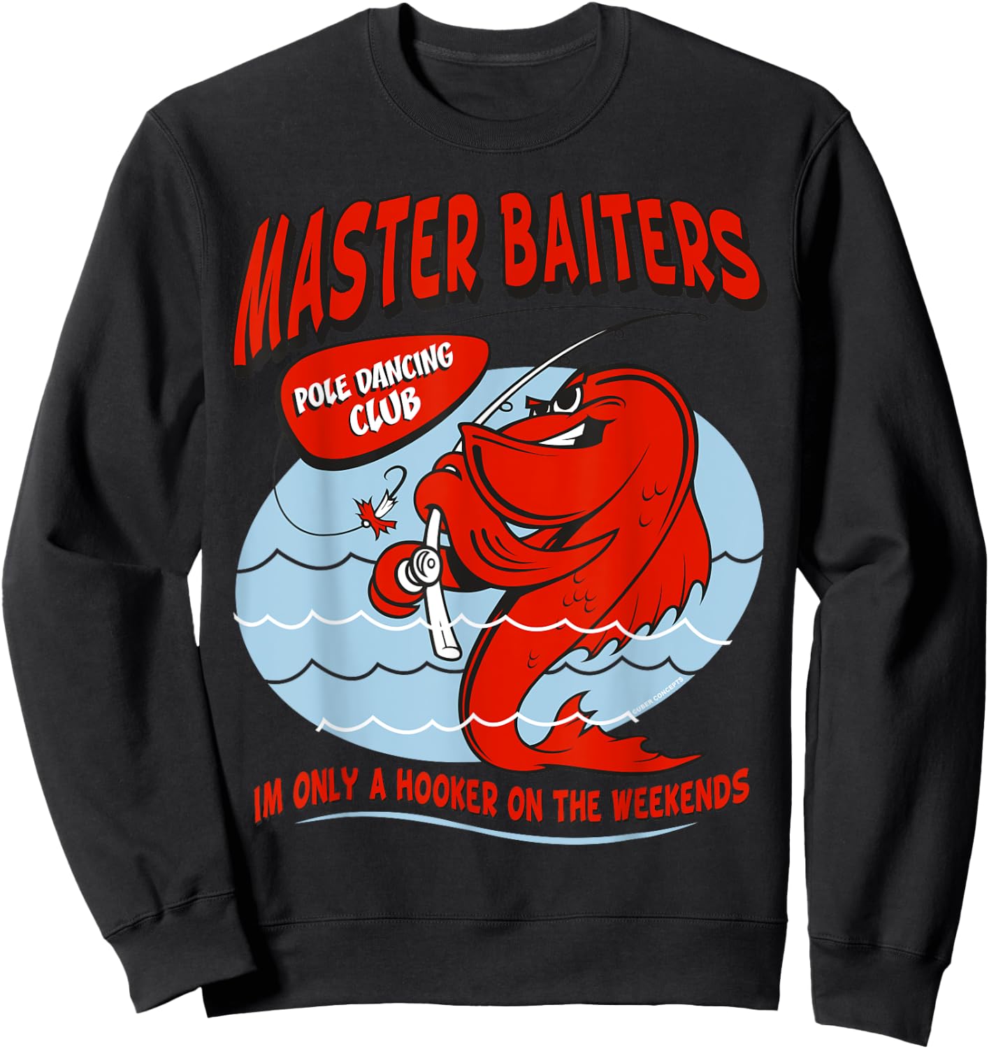 Master Baiters Fishing Pole Humor Funny Fisherman Sweatshirt - Sweatshirt | Black