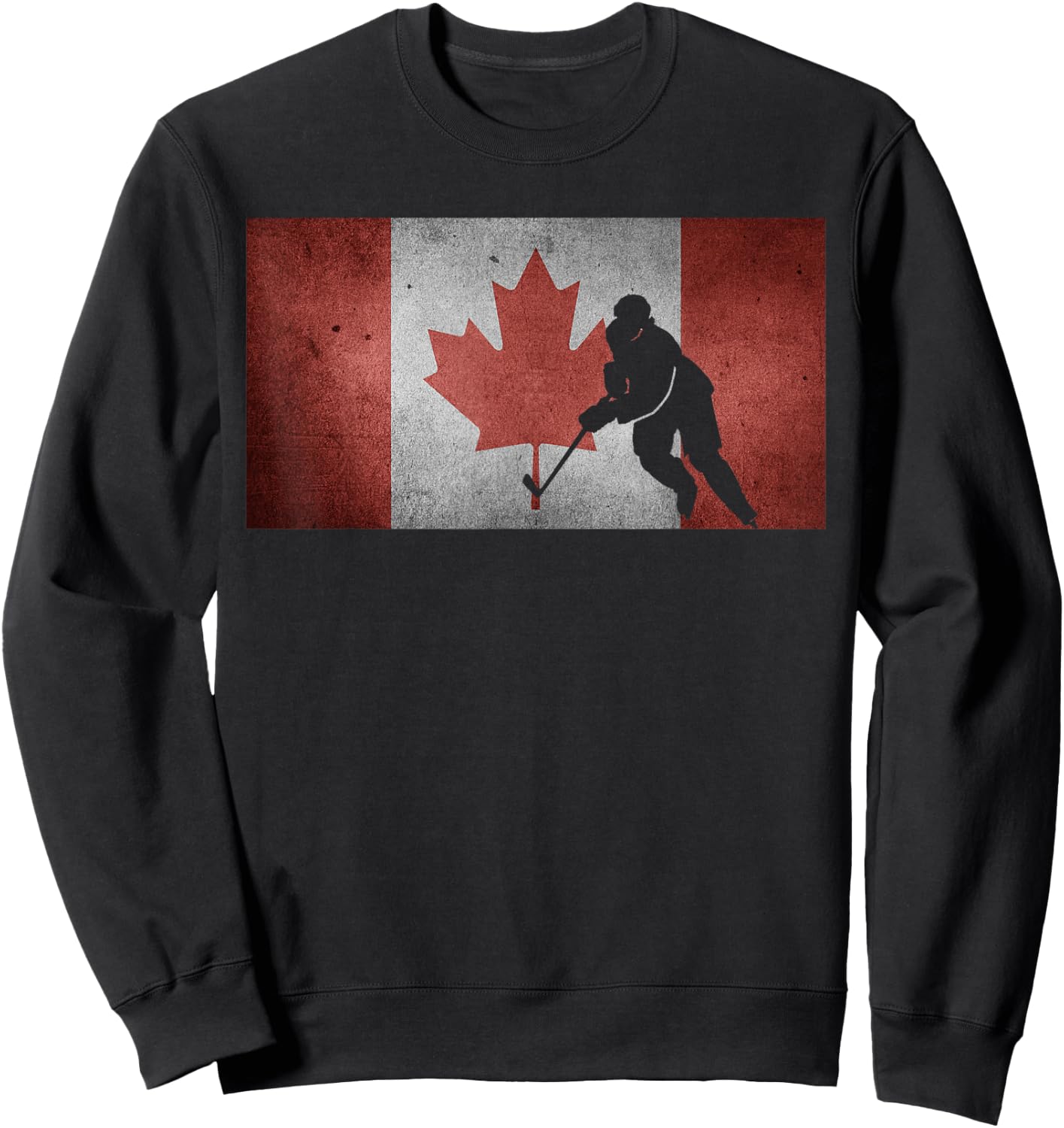 Canadian Hockey Player Canada Flag Maple Leaf Ice Skating Sweatshirt - Sweatshirt | Black