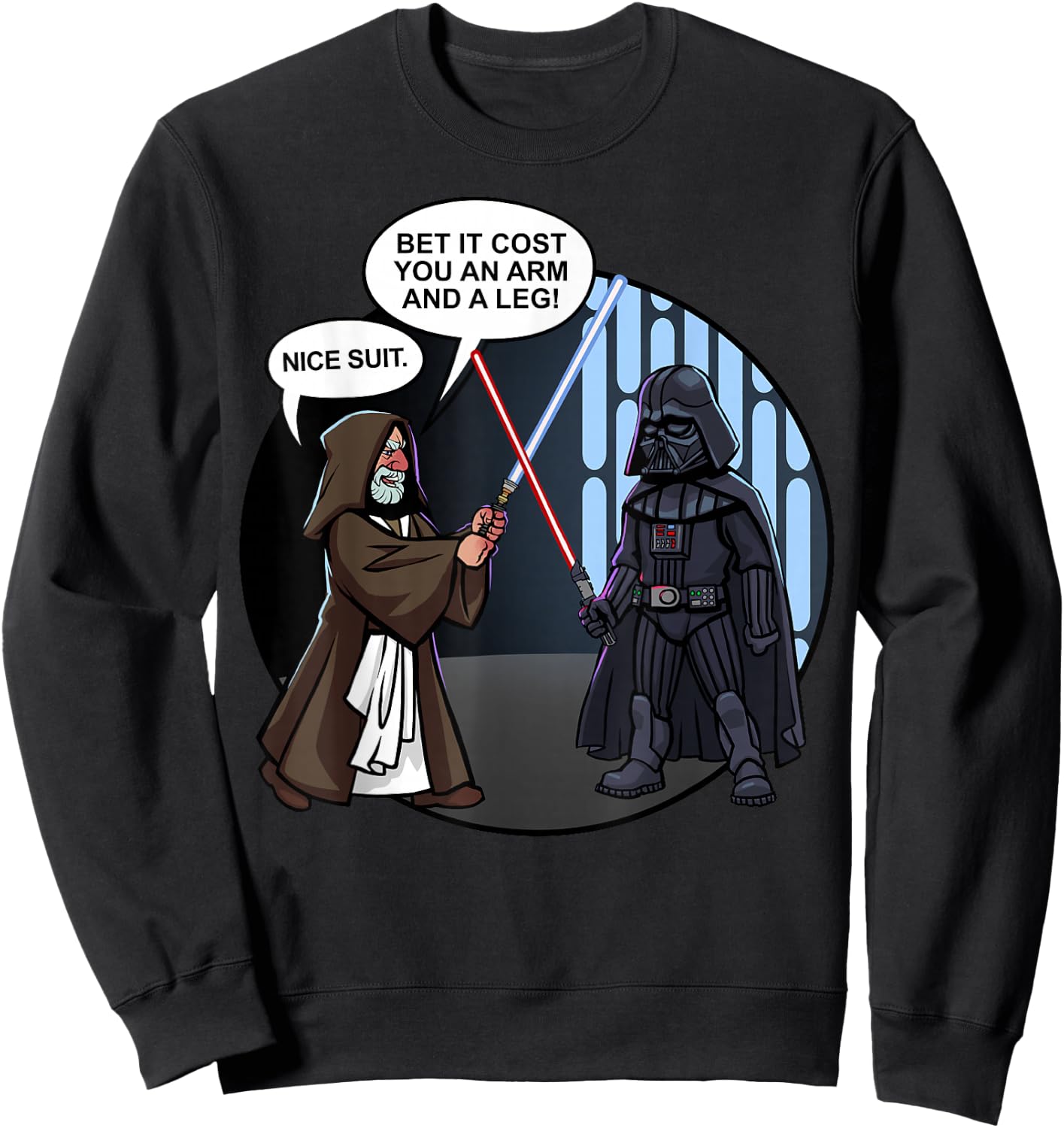 Star Wars Vader And Obi-Wan Nice Suit Text Sweatshirt - Sweatshirt | Black