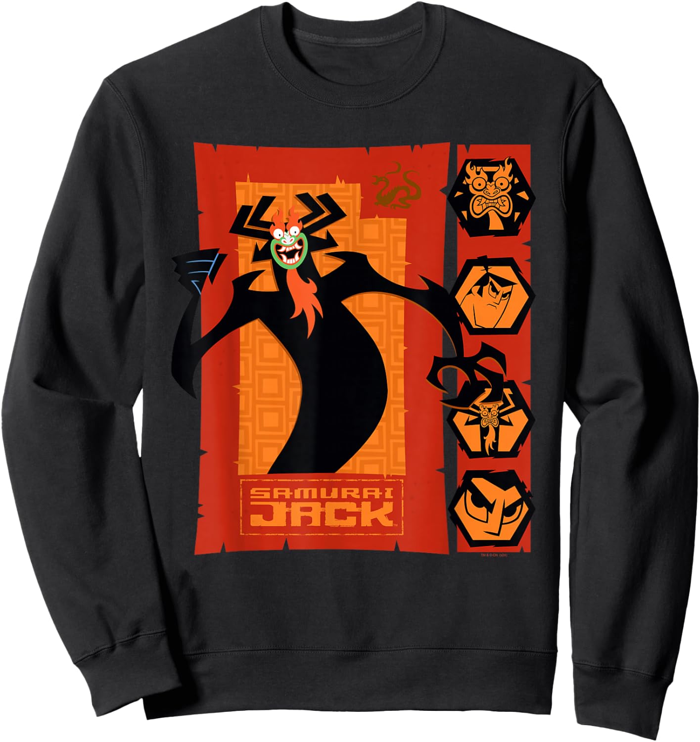 Samurai Jack Aku Close-Up Moods Cartoon Sweatshirt - Sweatshirt | Black