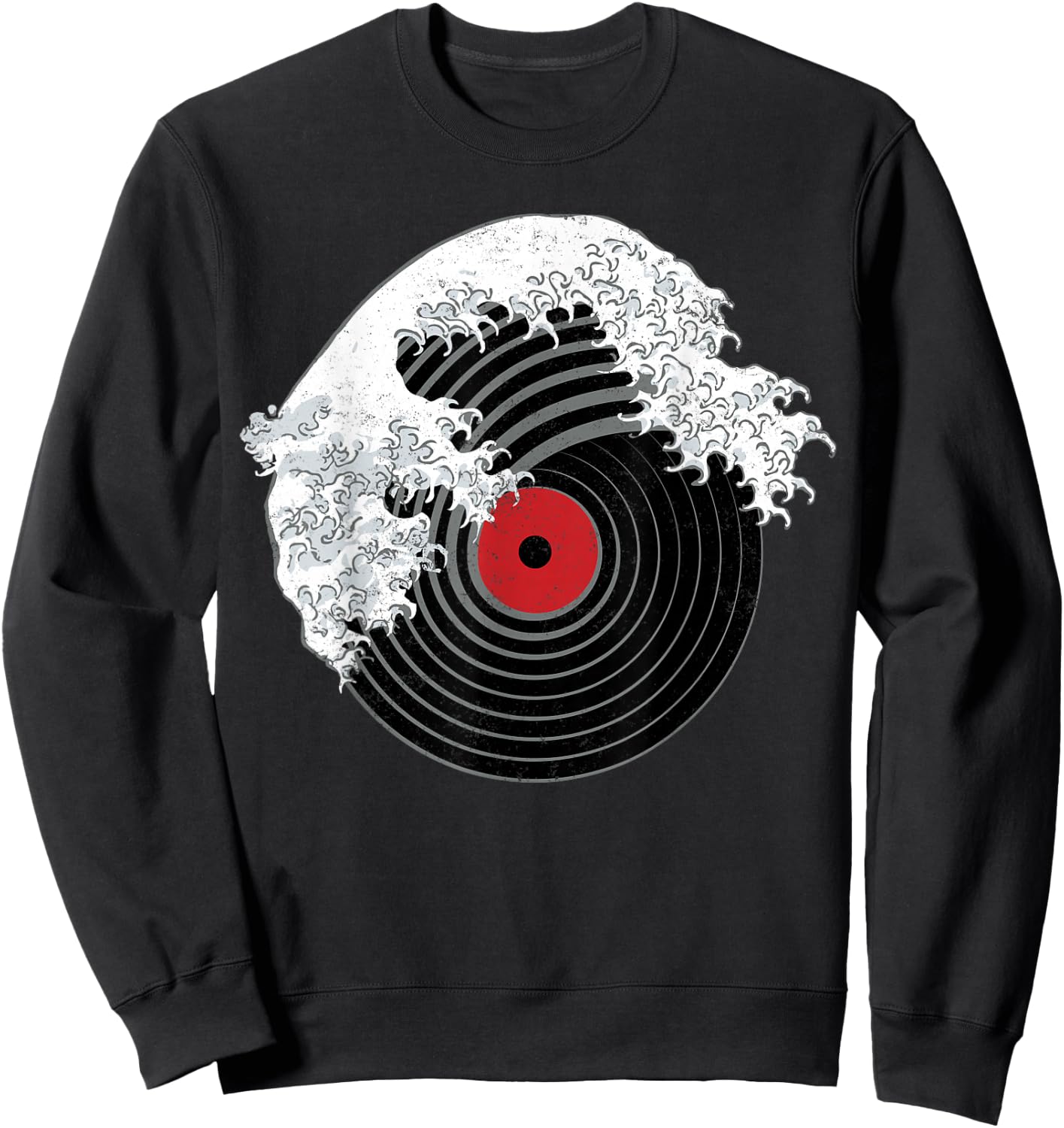 Great Wave of Music DJ Vinyl Record Turntable Kanagawa Sweatshirt - Sweatshirt | Black