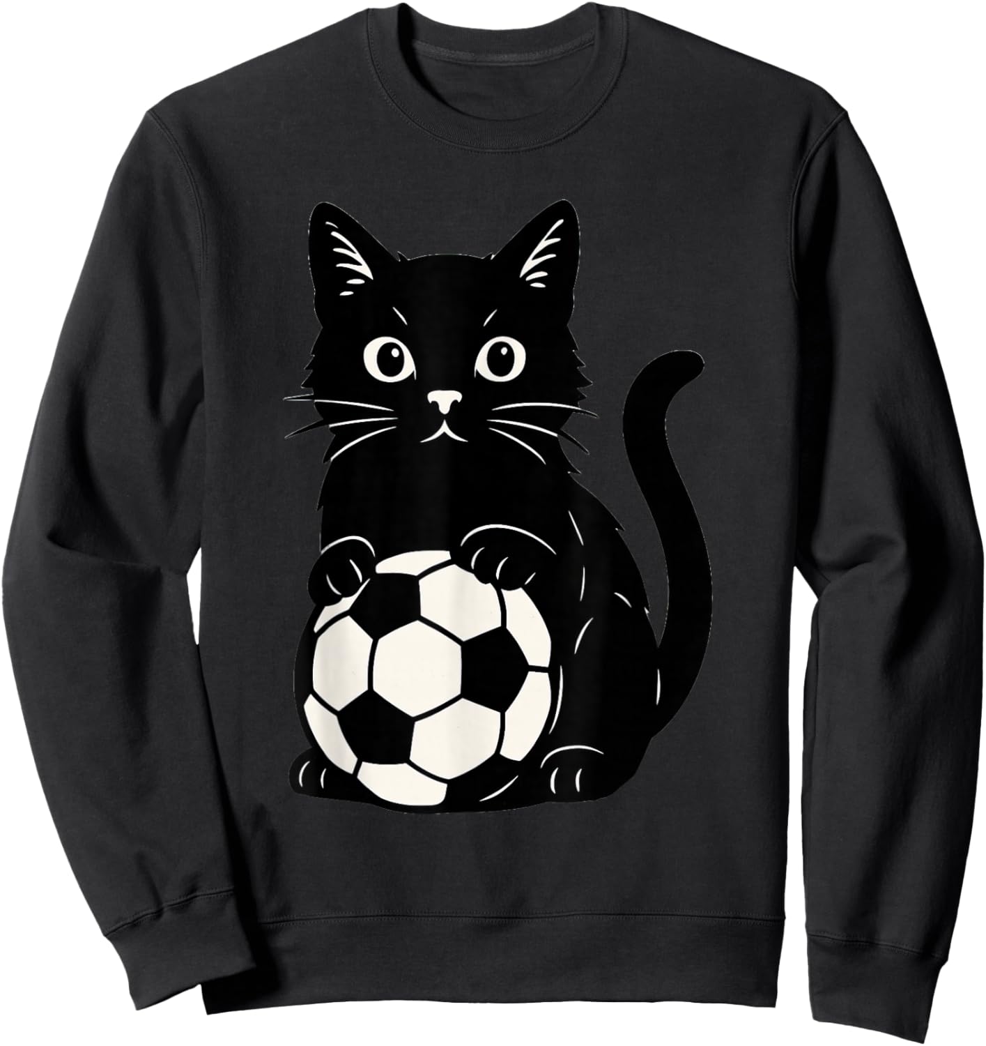 Funny Black Cat Soccer Sweatshirt - Sweatshirt | Black