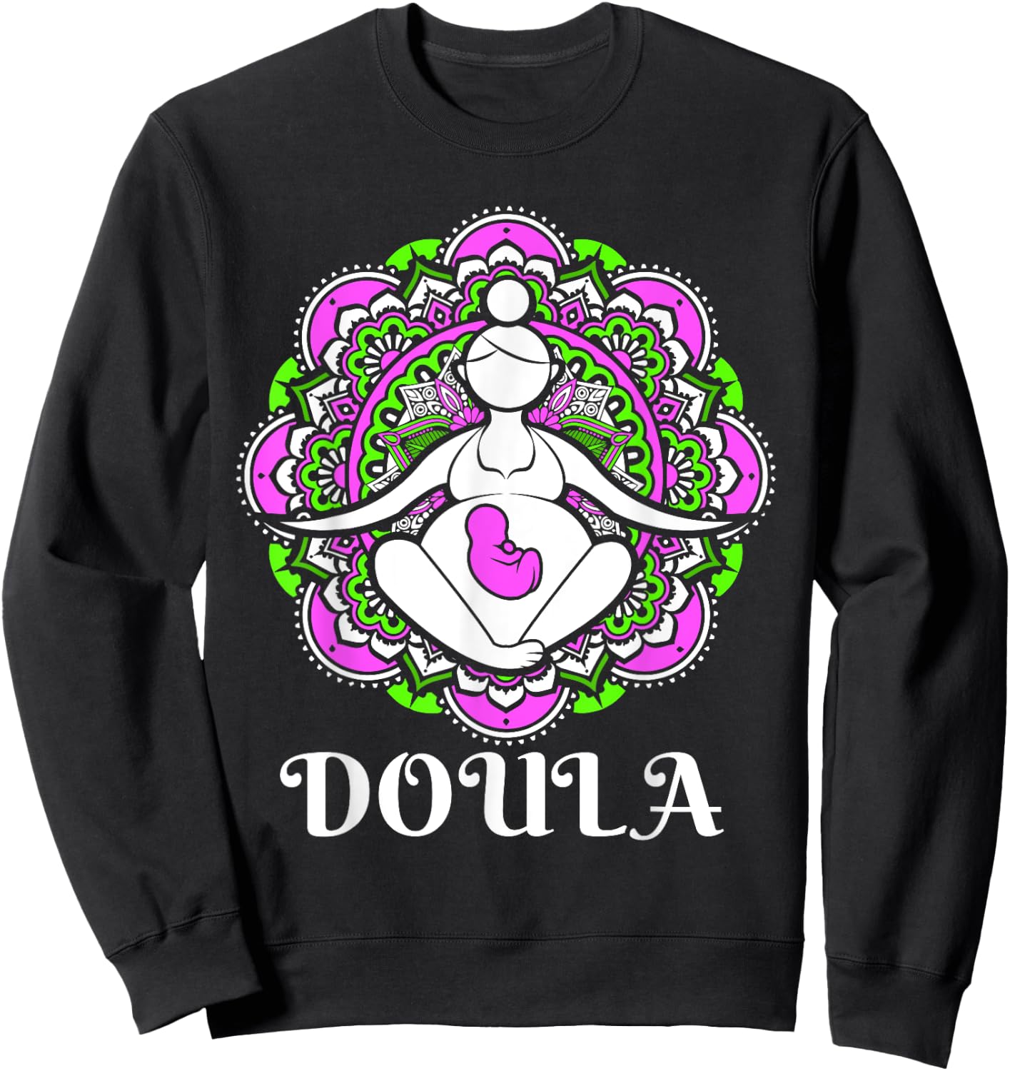 Doula Mandala Meditation - Midwife Pregnancy Support Sweatshirt - Sweatshirt | Black