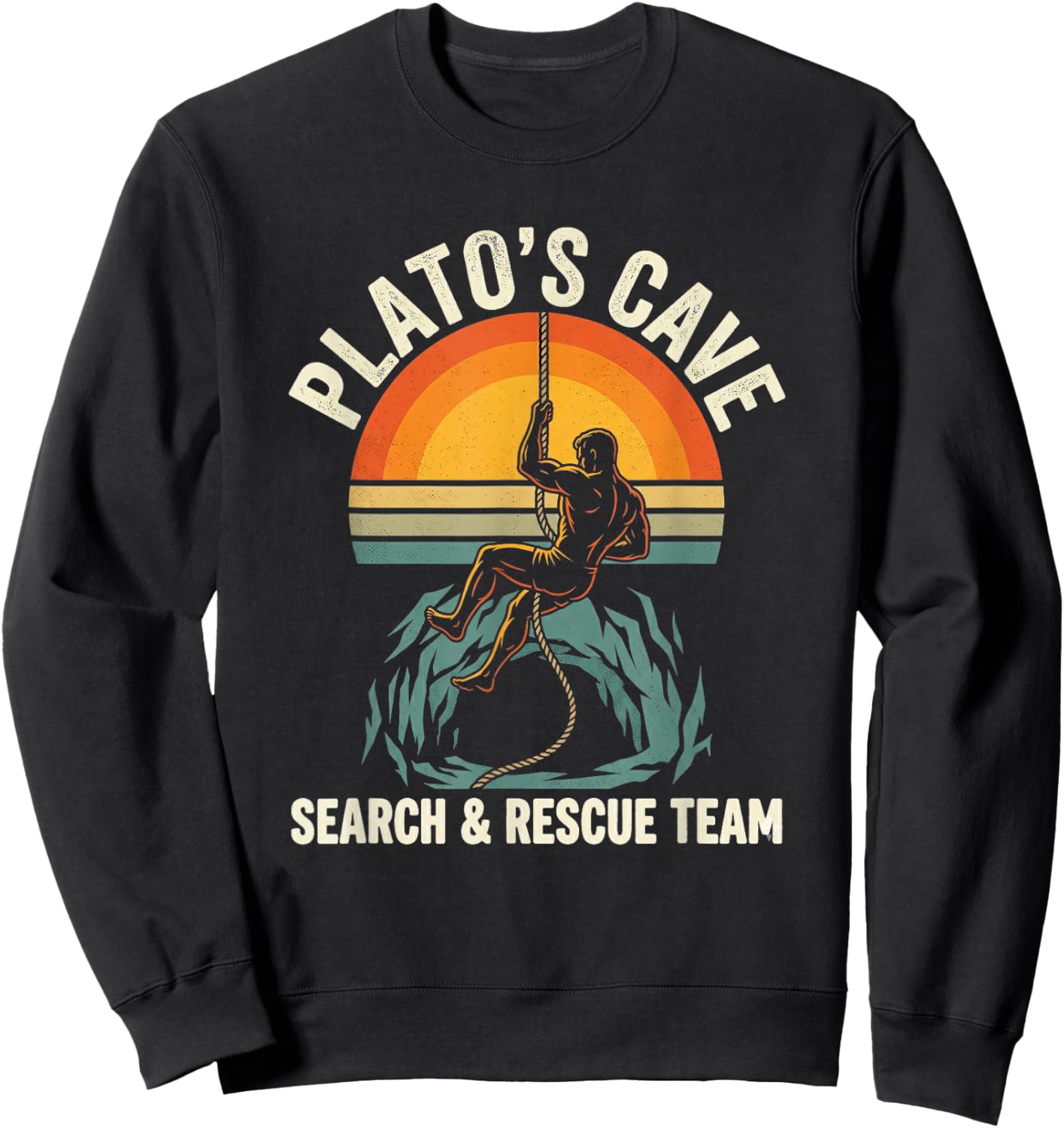 Philosophy Vintage Plato's Cave Search and Rescue Sweatshirt - Sweatshirt | Black