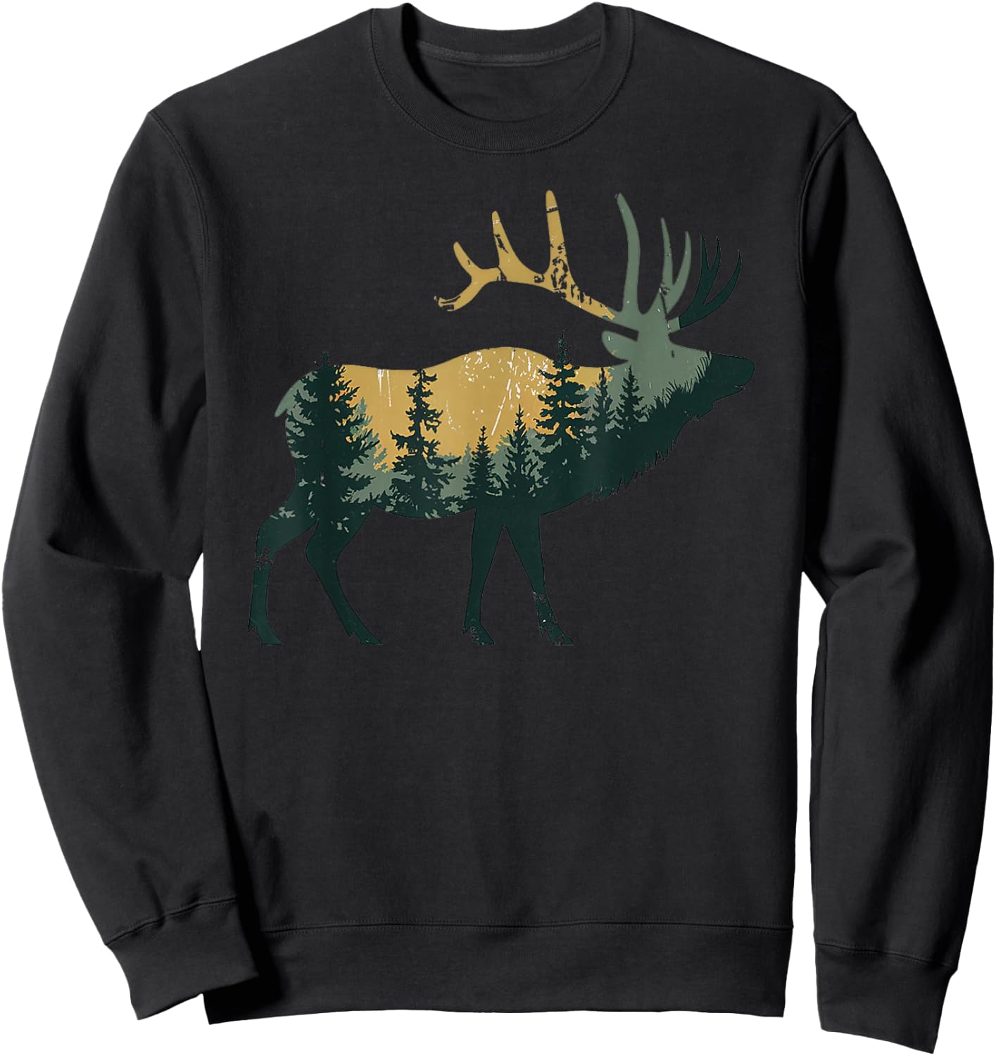Elk Hunting Hiking Outdoor Camping Forest Men Women Elk Sweatshirt - Sweatshirt | Black