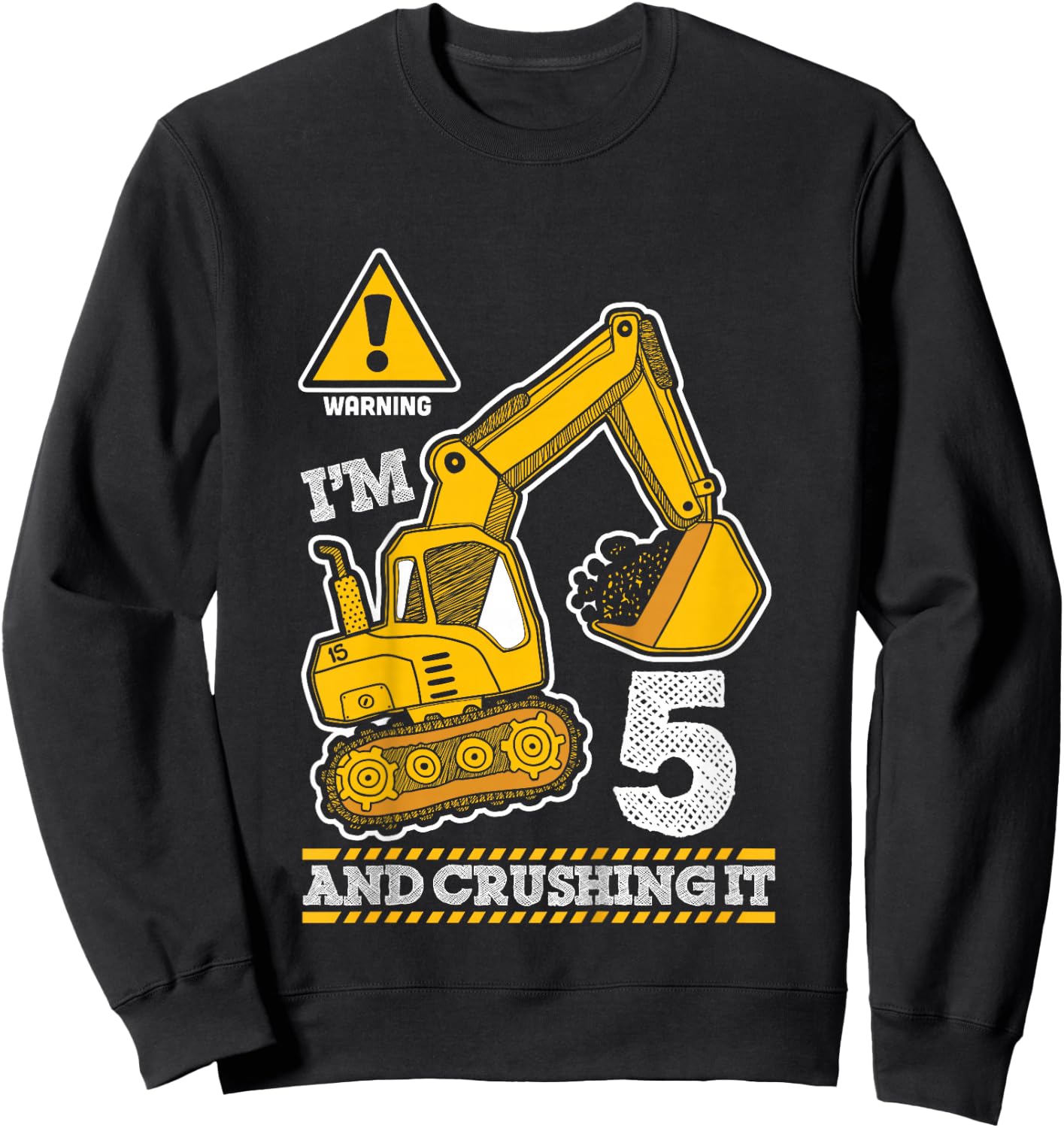 Construction Truck 5th Birthday 5 Years Old Digger Builder Sweatshirt - Sweatshirt | Black