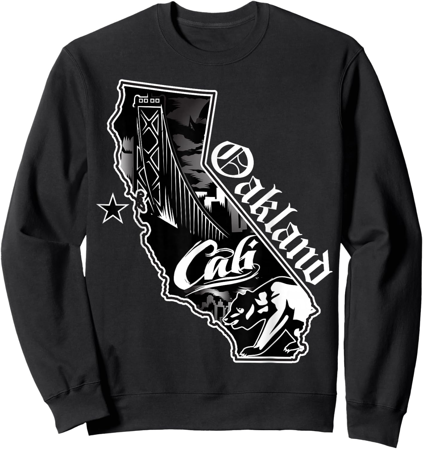 Oakland California Map Northern Cali Bay Area CA Sweatshirt - Sweatshirt | Black