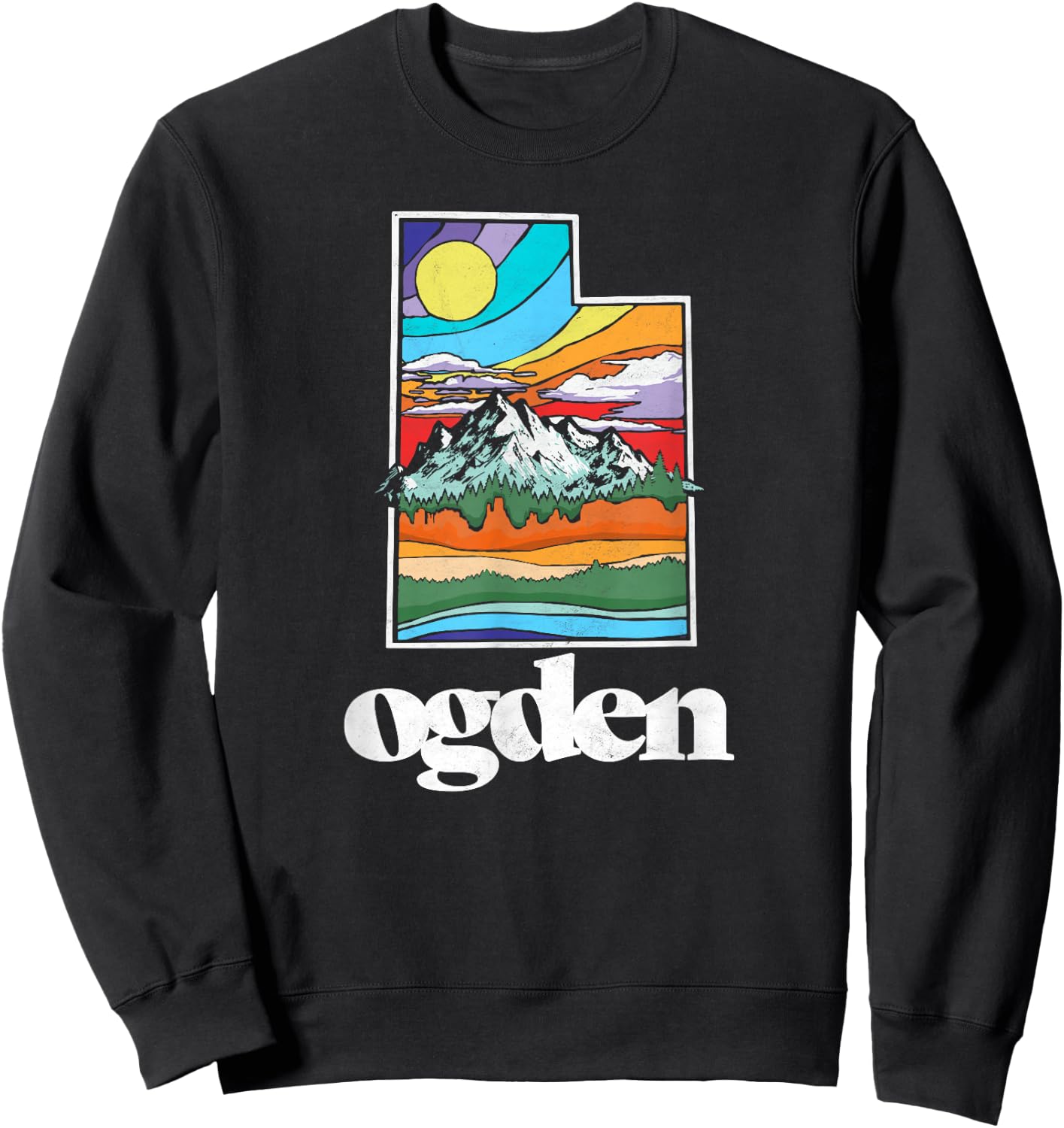 Ogden Utah Vintage Nature Outdoor Graphic Sweatshirt - Sweatshirt | Black