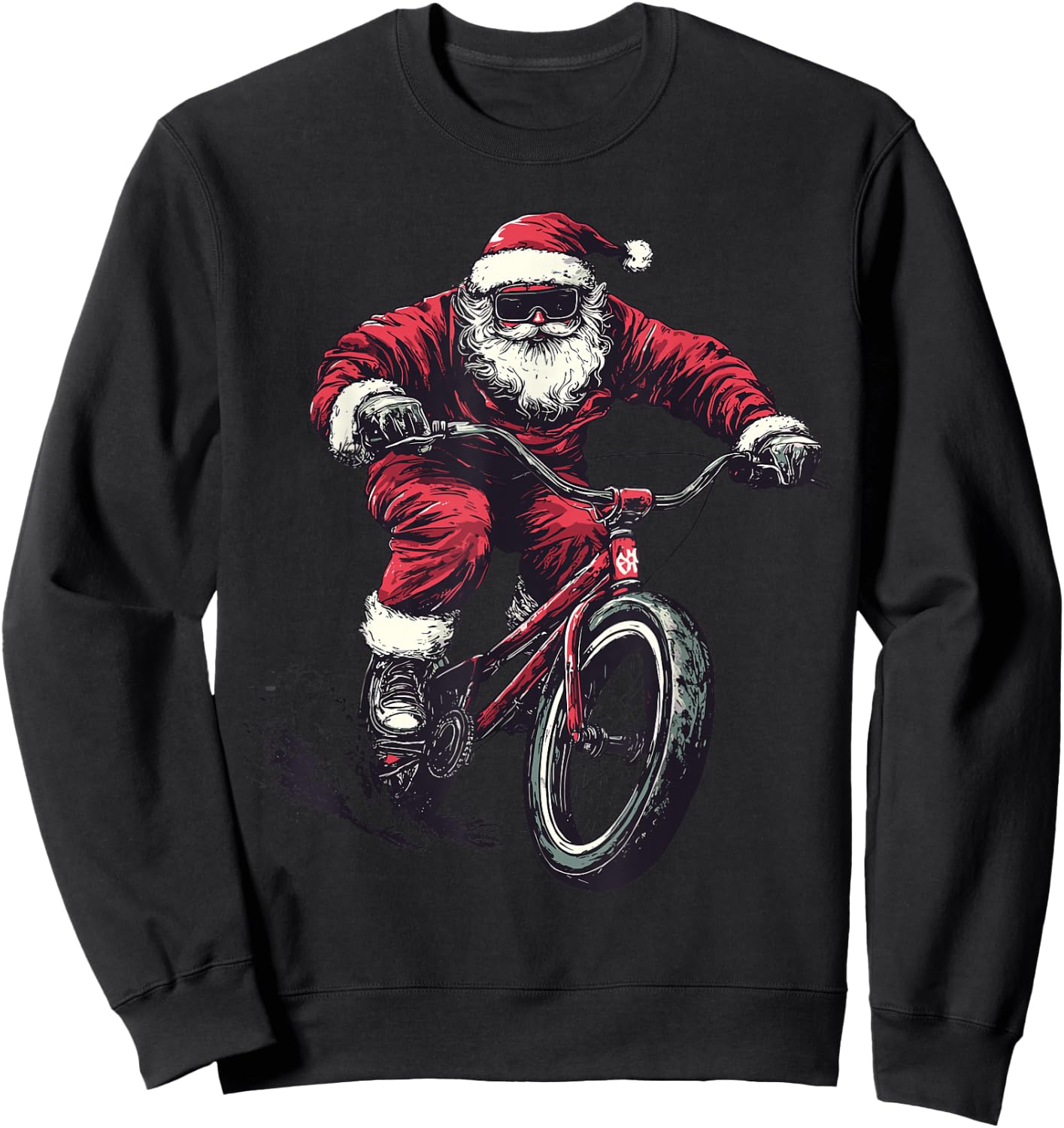 Funny Biker Cyclist Santa BMX Lover Christmas Xmas Pajama Sweatshirt - Sweatshirt | Black