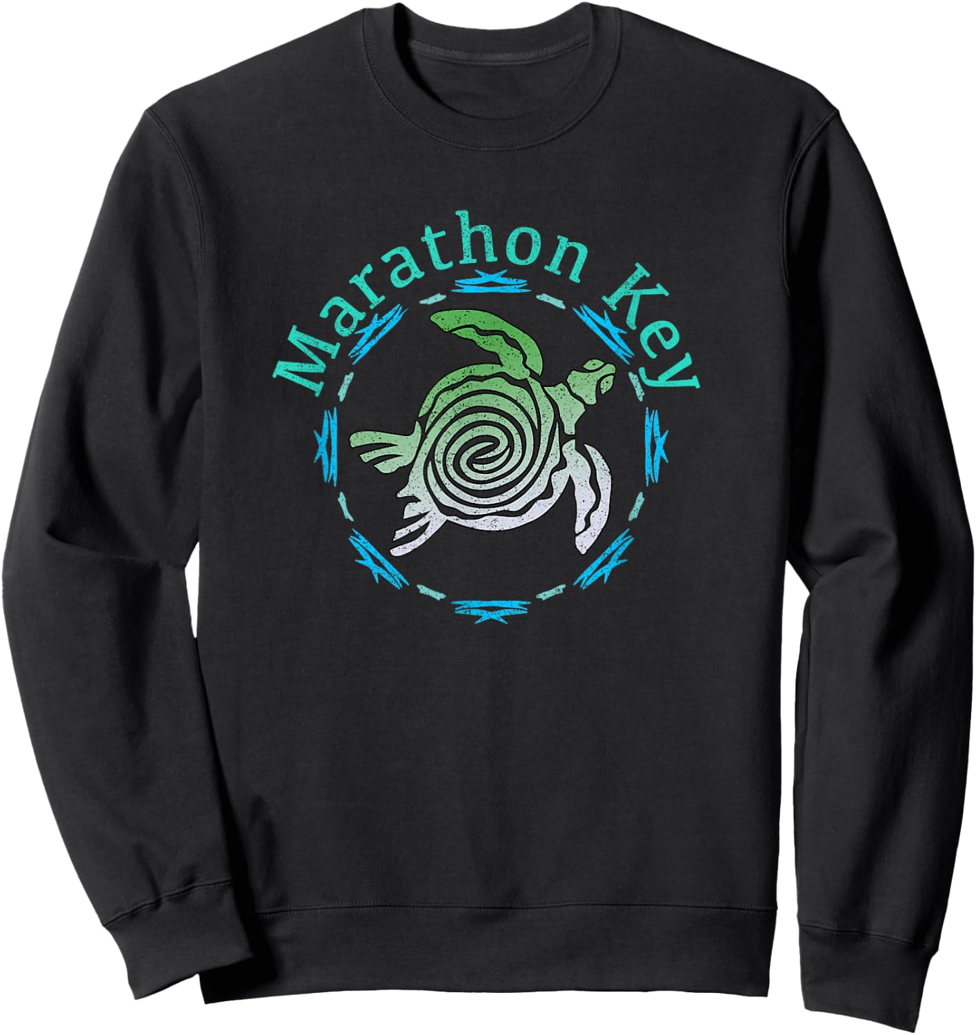 Marathon Key Florida / Vintage Tribal Turtle Gift Sweatshirt - Sweatshirt | Black