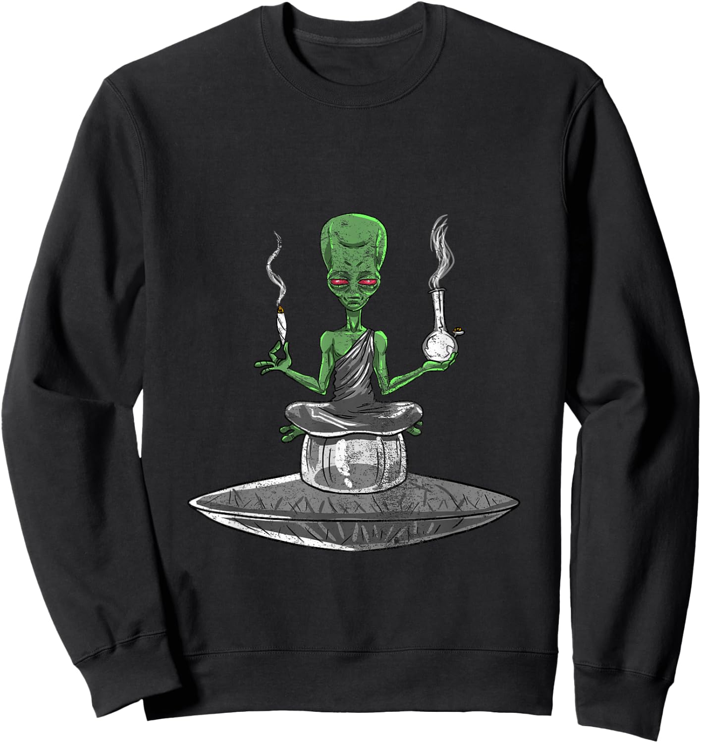Alien Bong Smoking Weed Funny Stoner ET Cannabis 420 Gift Sweatshirt - Sweatshirt | Black