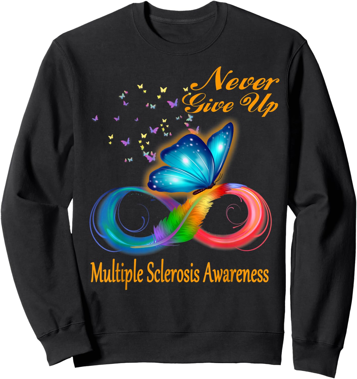 Butterfly Multiple Sclerosis Awareness Sweatshirt - Sweatshirt | Black