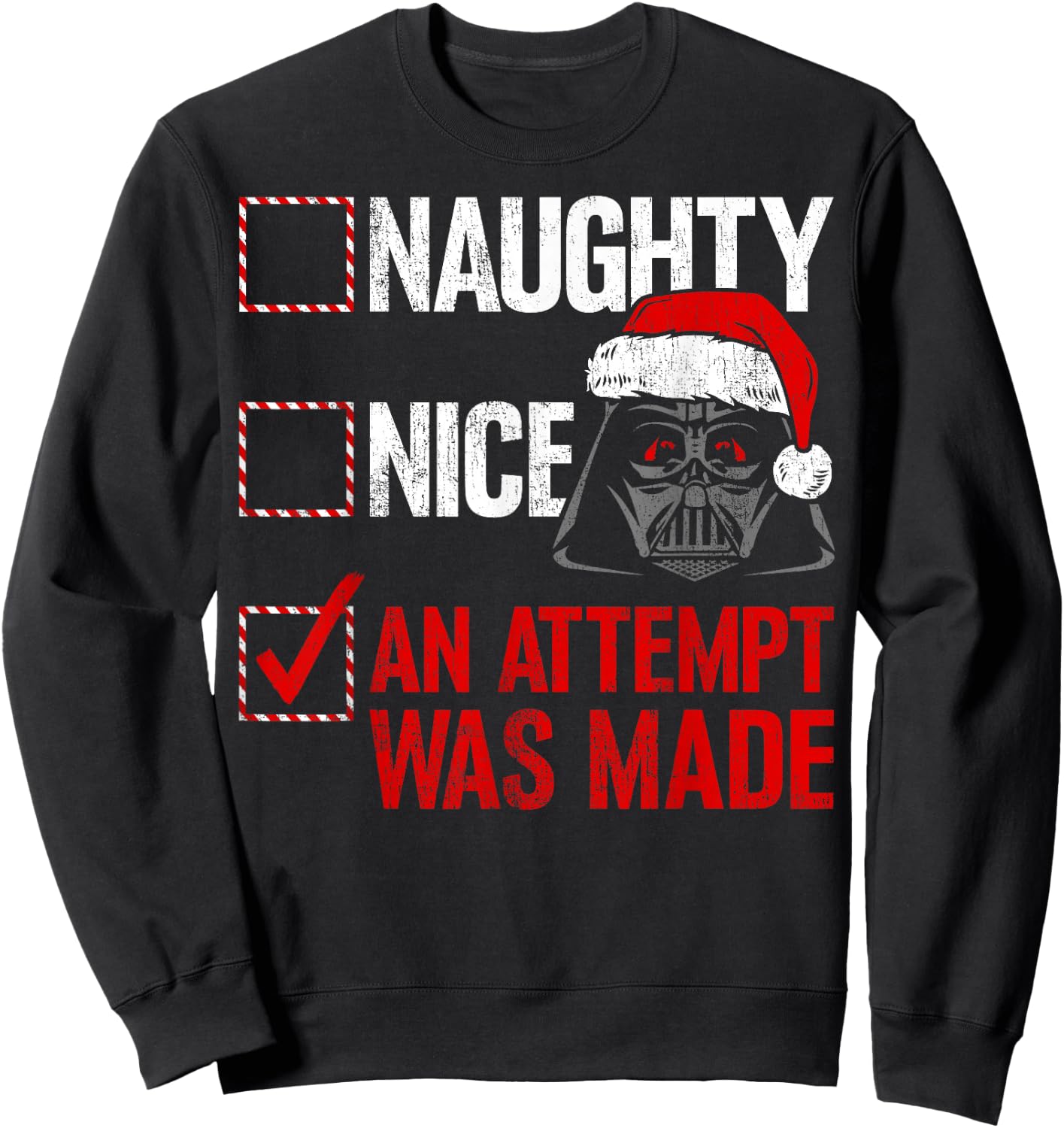 Star Wars Christmas Darth Vader Naughty or Nice Checklist Sweatshirt - Sweatshirt | Black