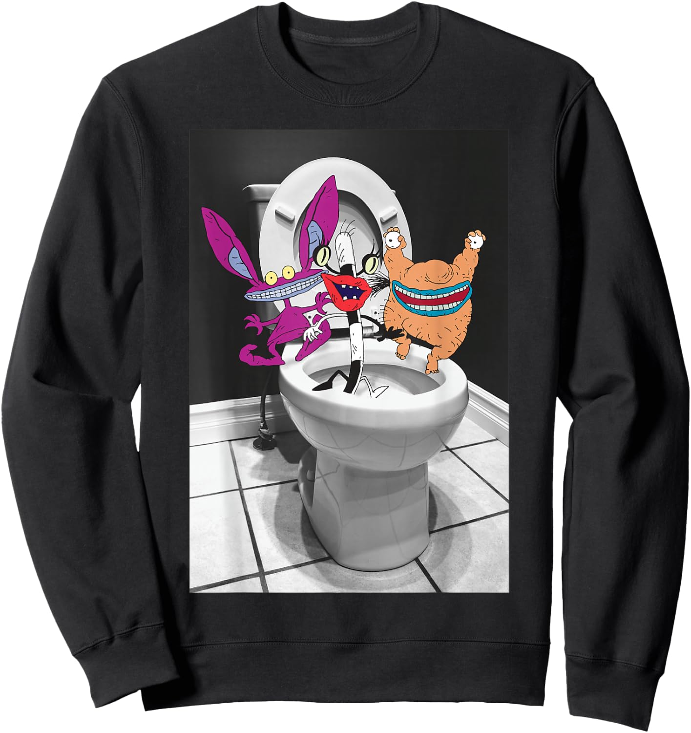 Nickelodeon AAAHH! Real Monsters In Toilet Sweatshirt - Sweatshirt | Black