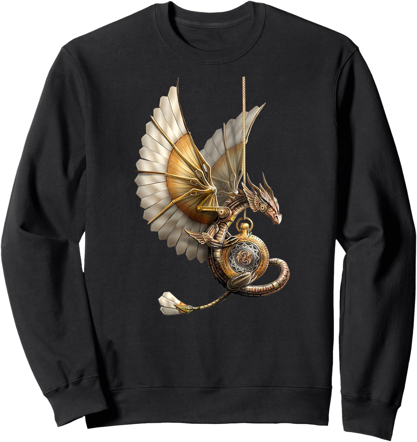 Steampunk Dragon on Clock Vintage Sweatshirt - Sweatshirt | Black