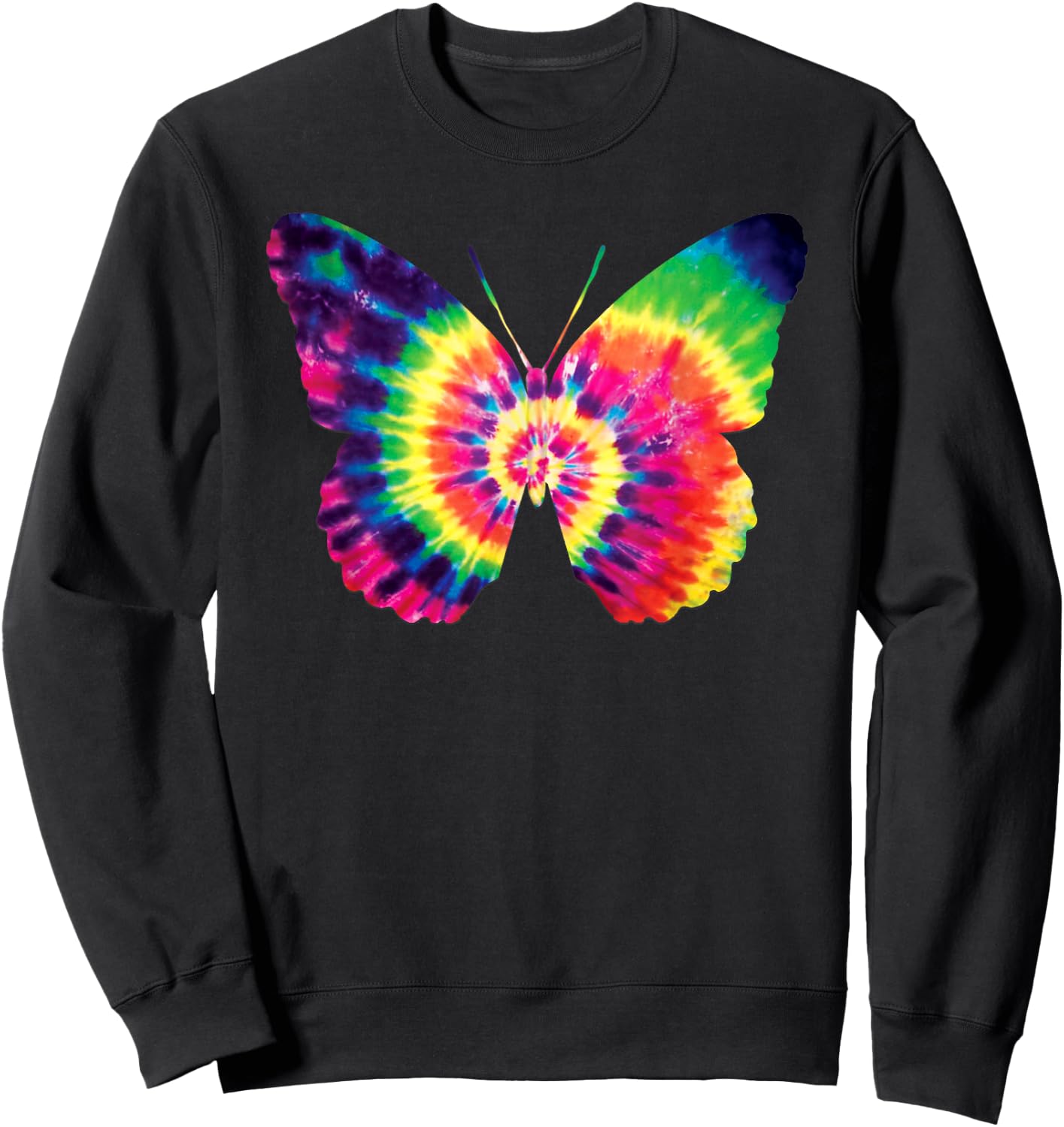 Rainbow Tie Dye Butterfly Tye Die Look Cool Sweatshirt - Sweatshirt | Black
