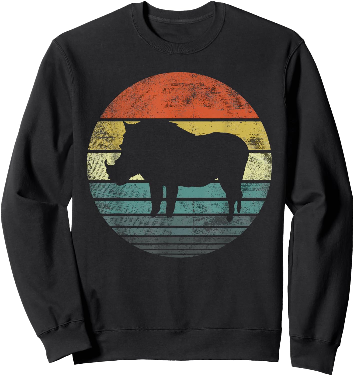 Warthog Lover Gift Funny Retro Vintage Zoo Animal Silhouette Sweatshirt - Sweatshirt | Black