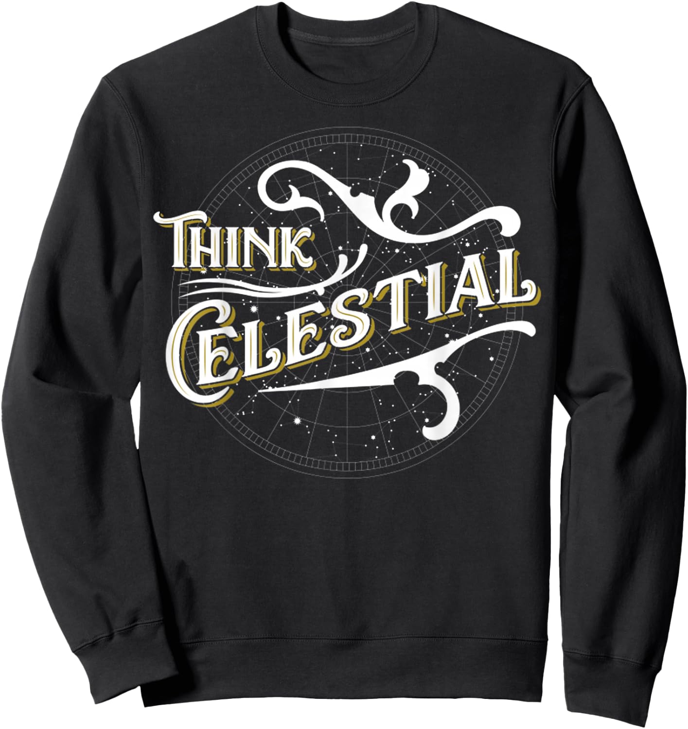 Vintage Think Celestial Inspirational Design Women Sweatshirt - Sweatshirt | Black