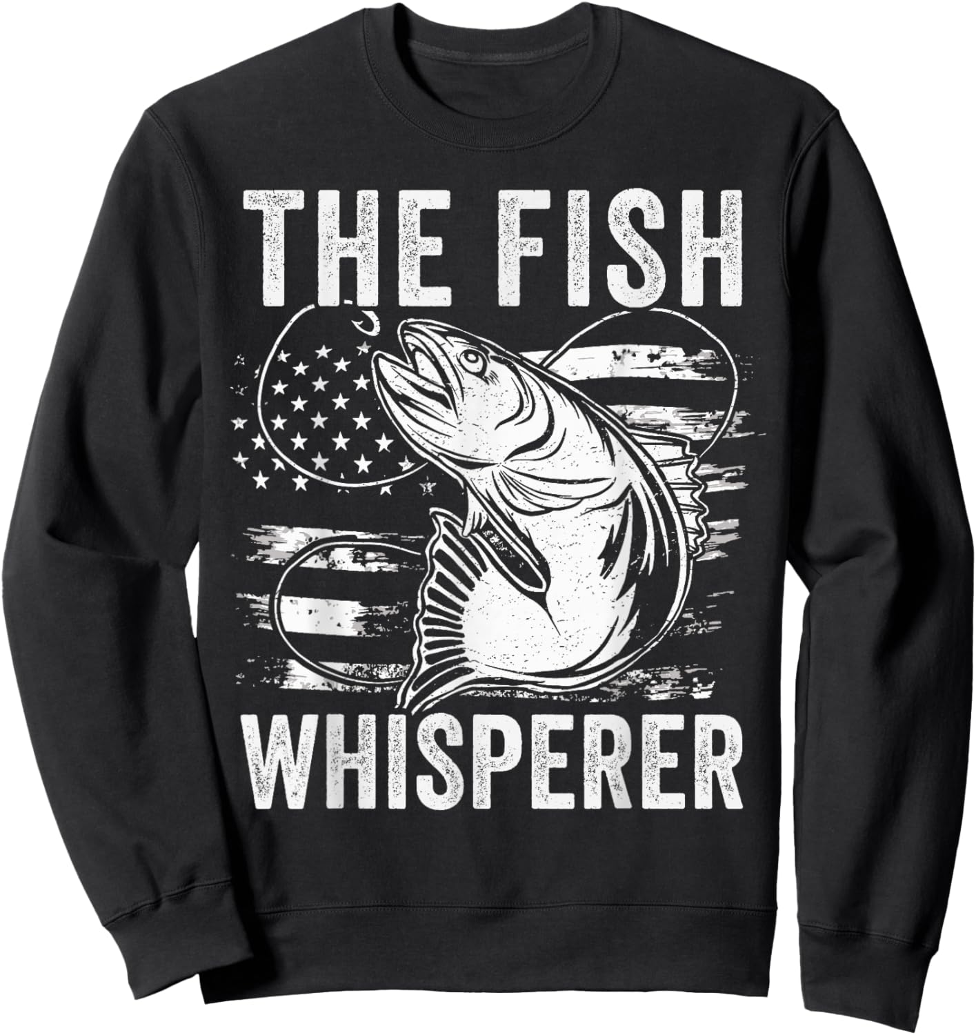 The Fish Whisperer US Flag Fishing Sweatshirt - Sweatshirt | Black