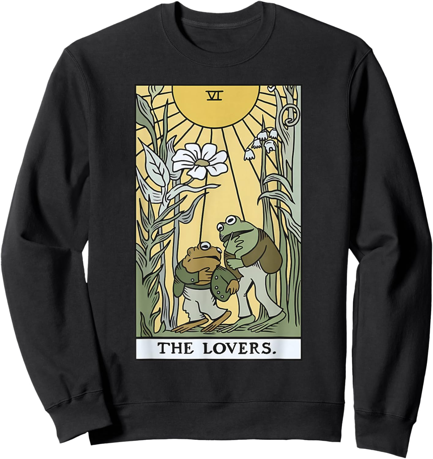 The Lovers Frog Toad Tarot Card Vintage Frog Lover Meme Sweatshirt - Sweatshirt | Black