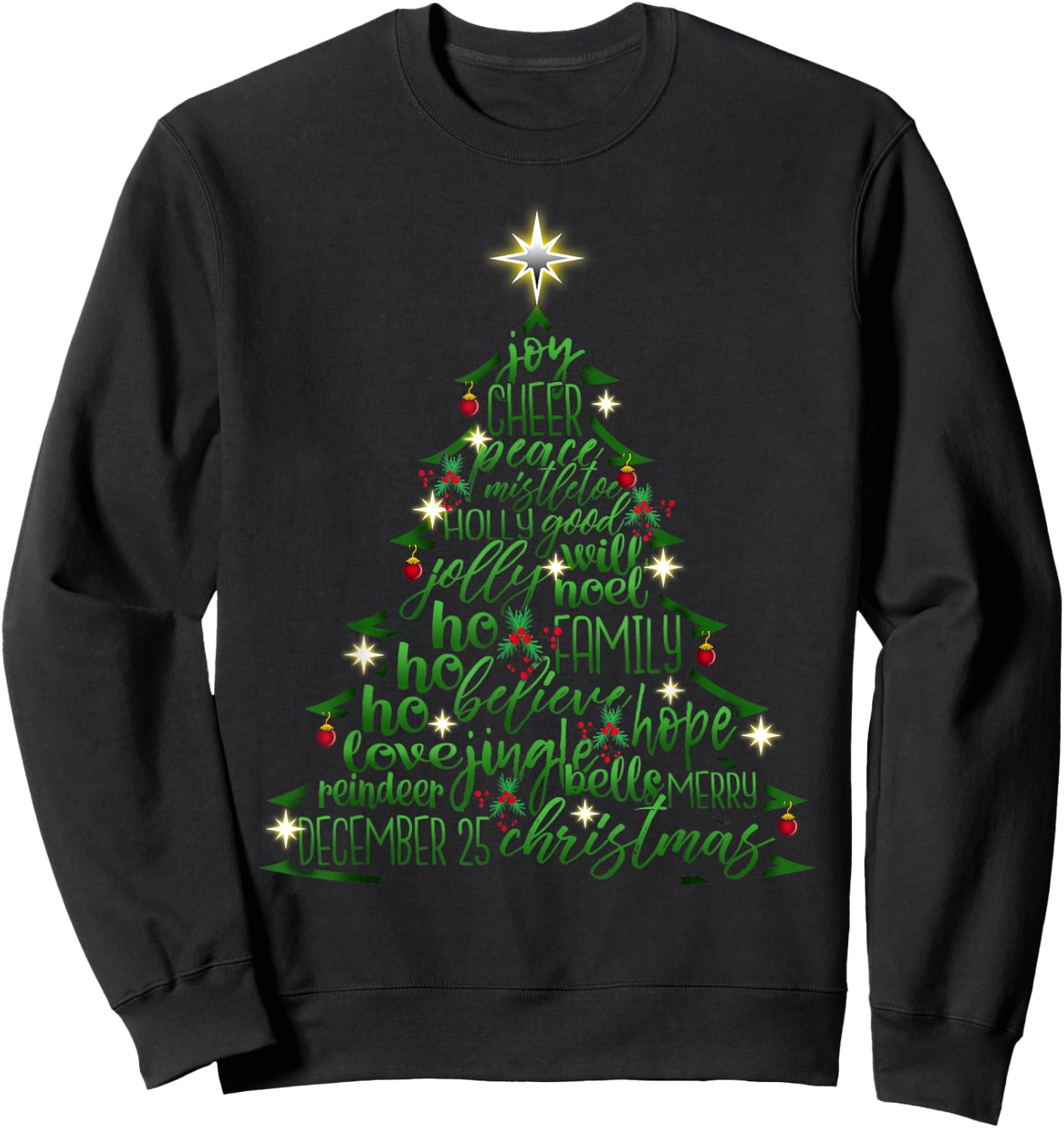 Christmas Tree Word Design Costume Sweatshirt - Sweatshirt | Black