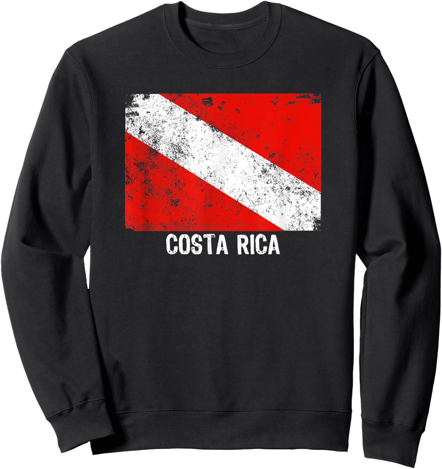 Vintage Costa Rica Dive Flag Scuba Diving Sweatshirt - Sweatshirt | Black