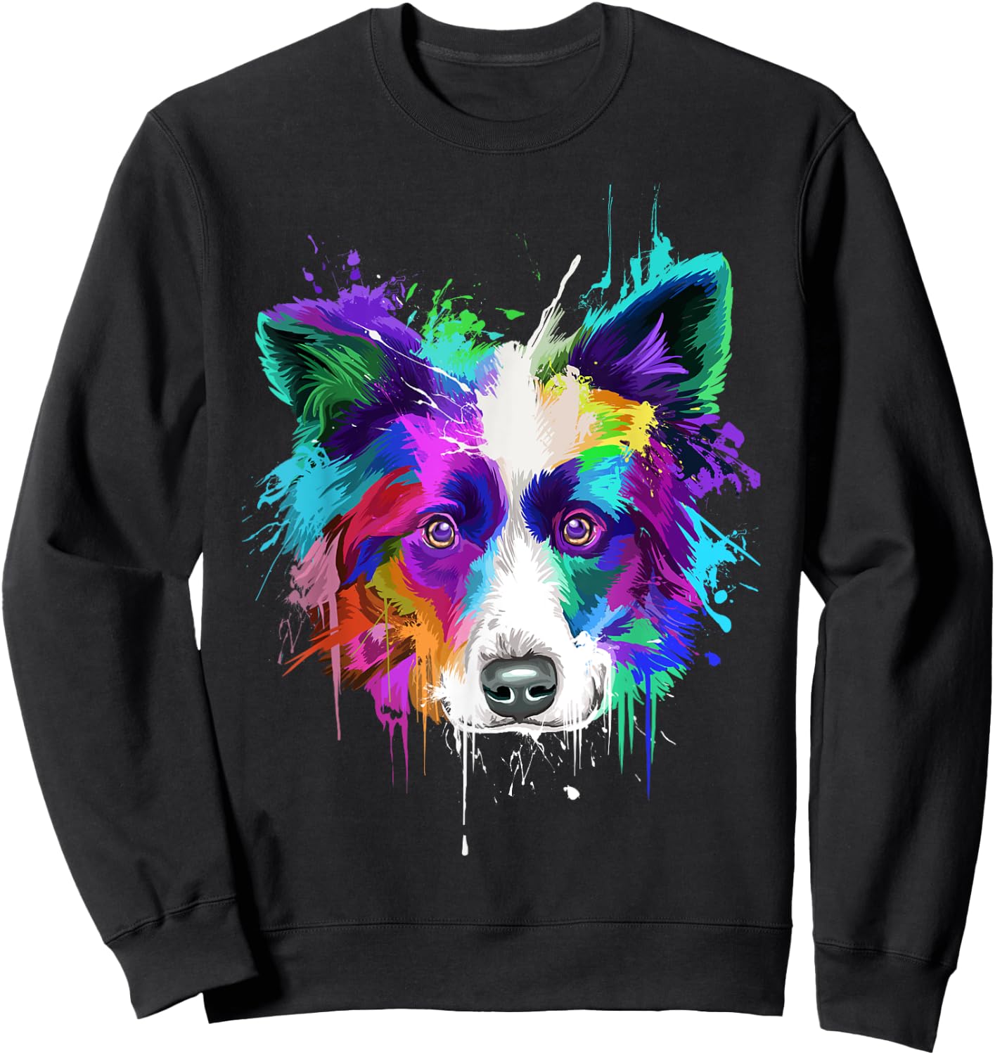 Splash Art Border Collie | Border Collie Owners Gift Sweatshirt - Sweatshirt | Black