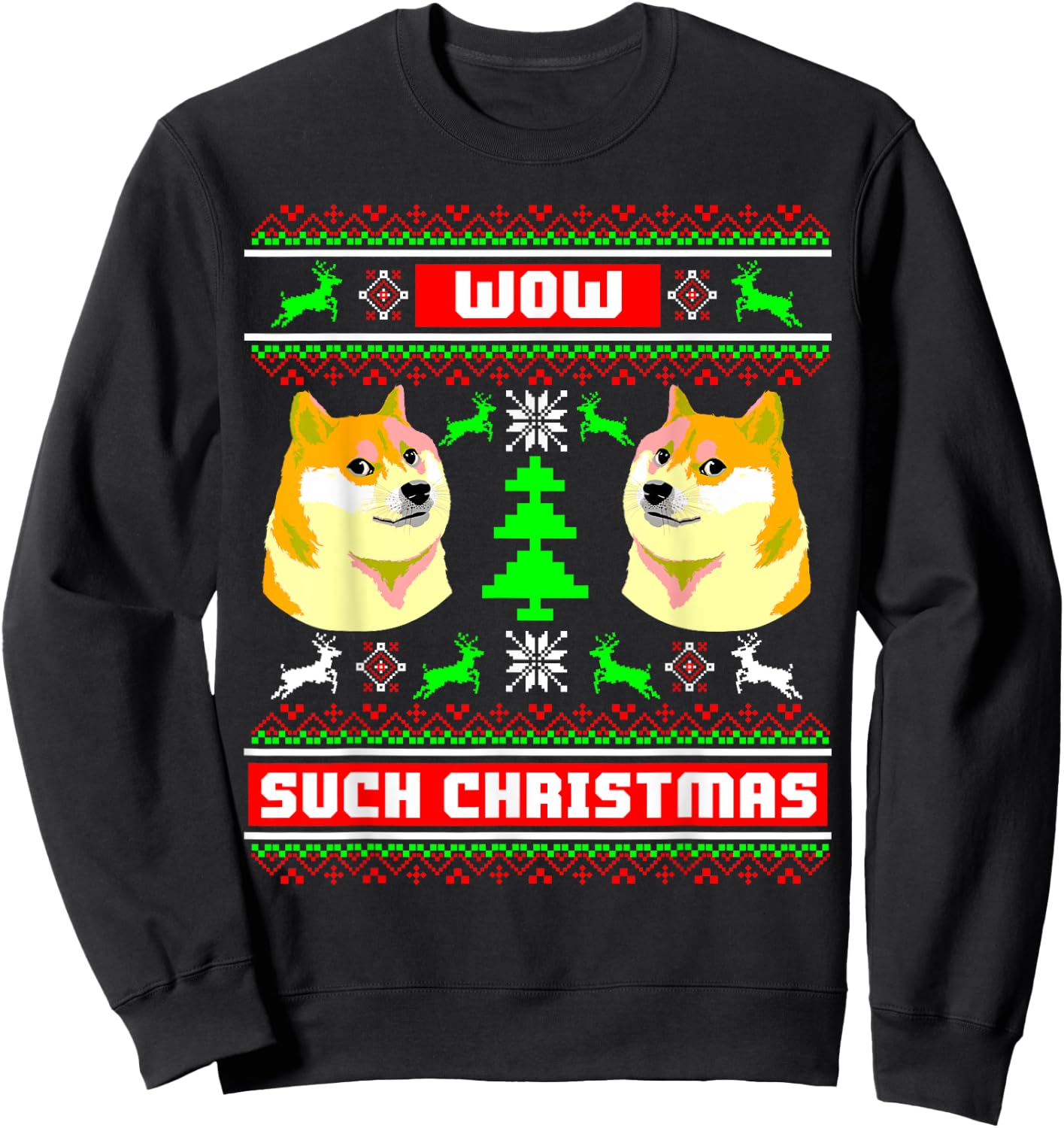 Doge Meme Funny Doge shirt Dog Ugly Christmas Sweatshirt - Sweatshirt | Black