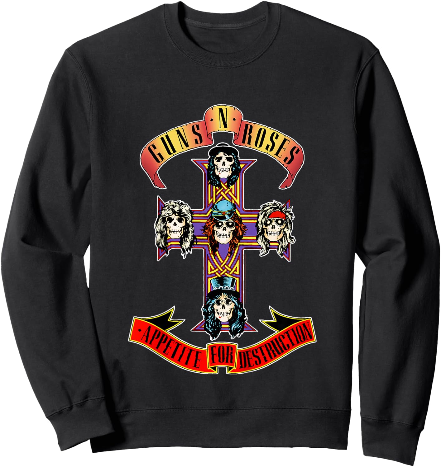 Kids Youth Guns N' Roses Official Cross Sweatshirt - Sweatshirt | Black