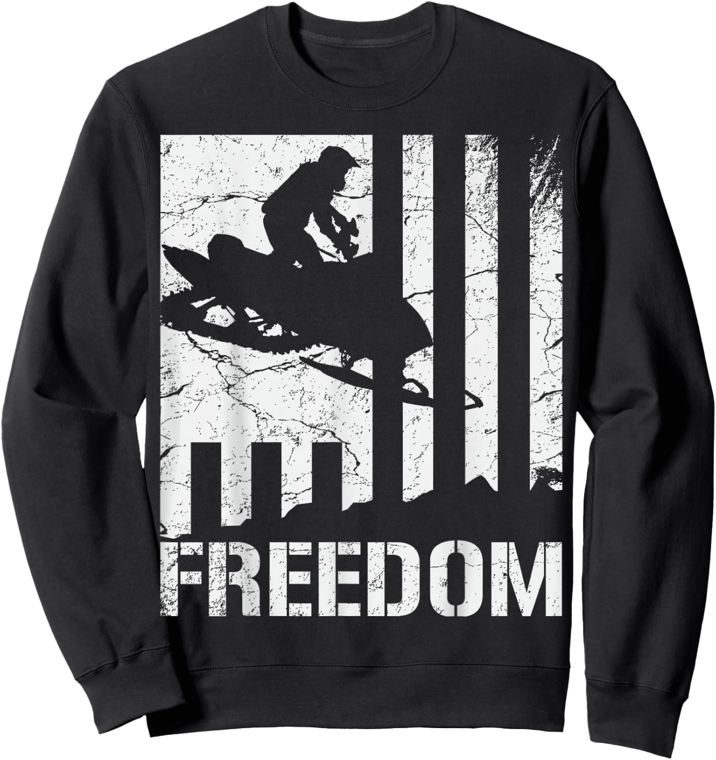 Snowmobile Snowmobiling Freedom Flag Sweatshirt - Sweatshirt | Black