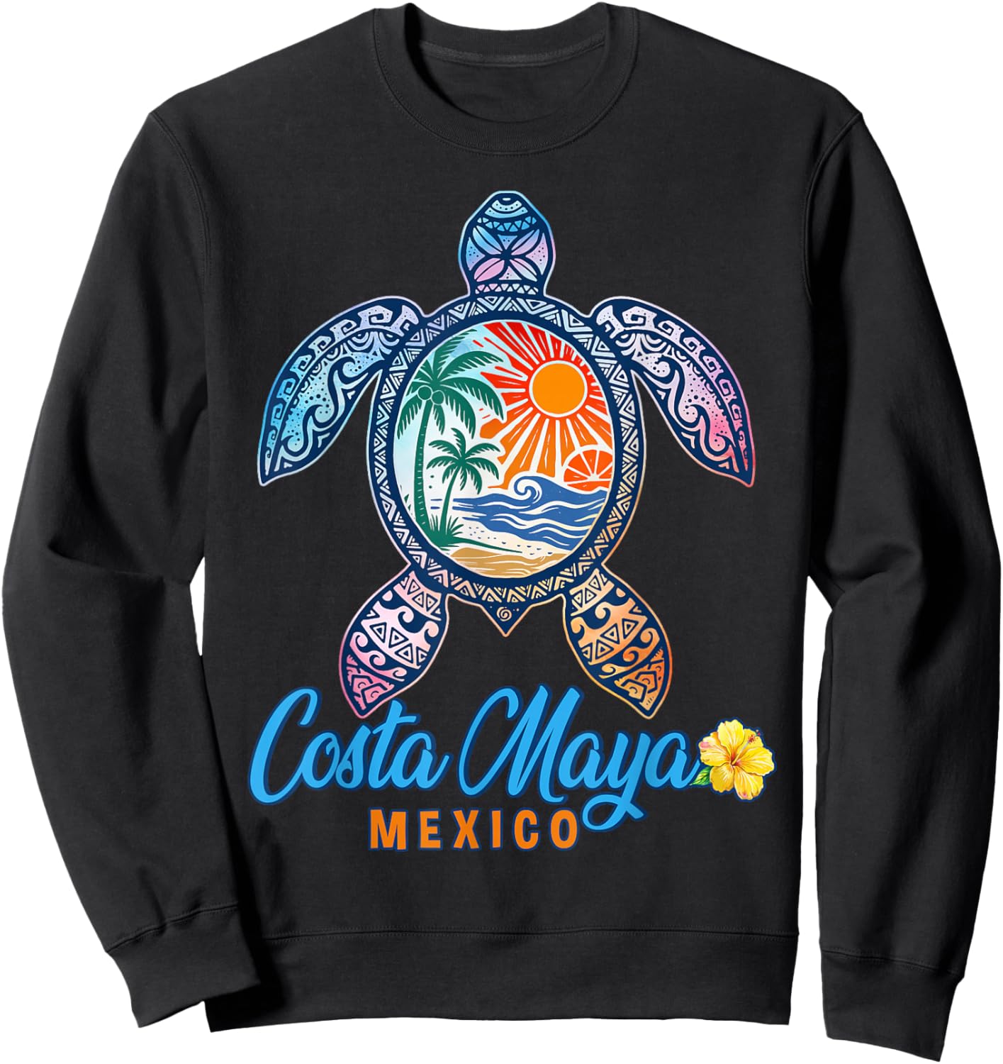 Costa Maya Sea Turtle Souvenir Mexico Summer Beach Vacation Sweatshirt - Sweatshirt | Black