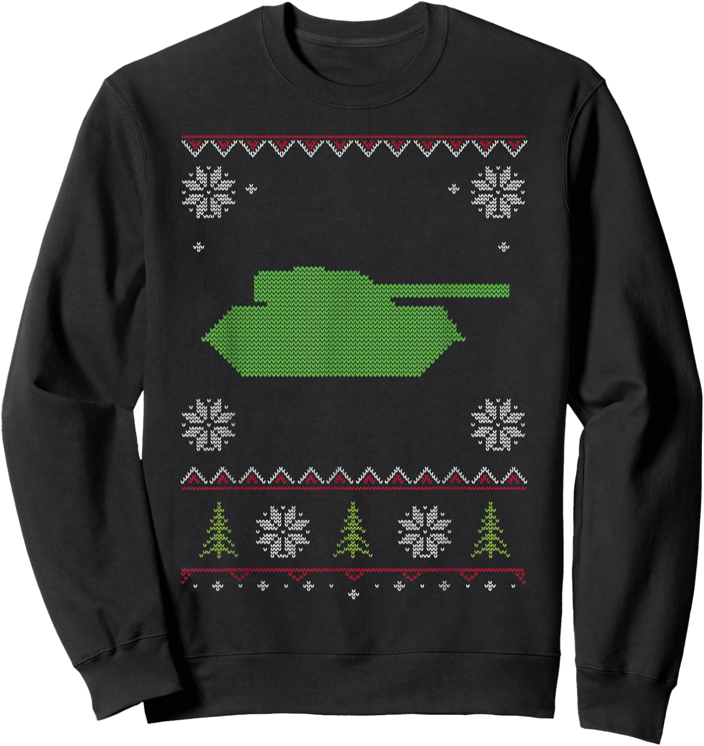 Army Tank Ugly Sweater Christmas Sweatshirt - Sweatshirt | Black
