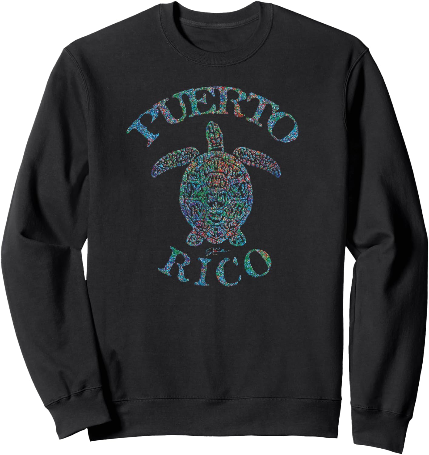 JCombs: Puerto Rico Sea Turtle (Distressed) Sweatshirt - Sweatshirt | Black