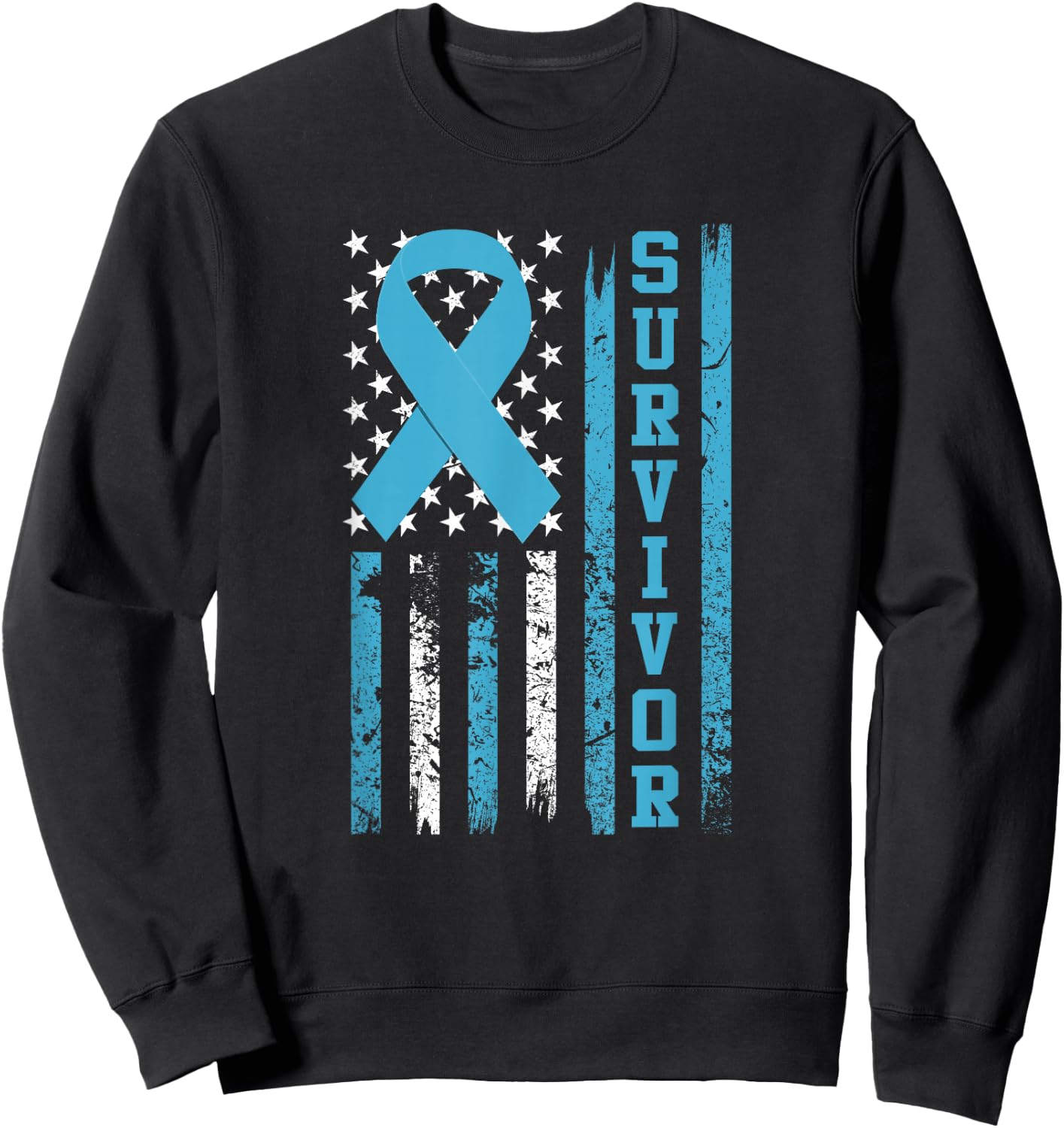 Prostate Cancer Survivor - Bold Blue Ribbon Shirt Sweatshirt - Sweatshirt | Black