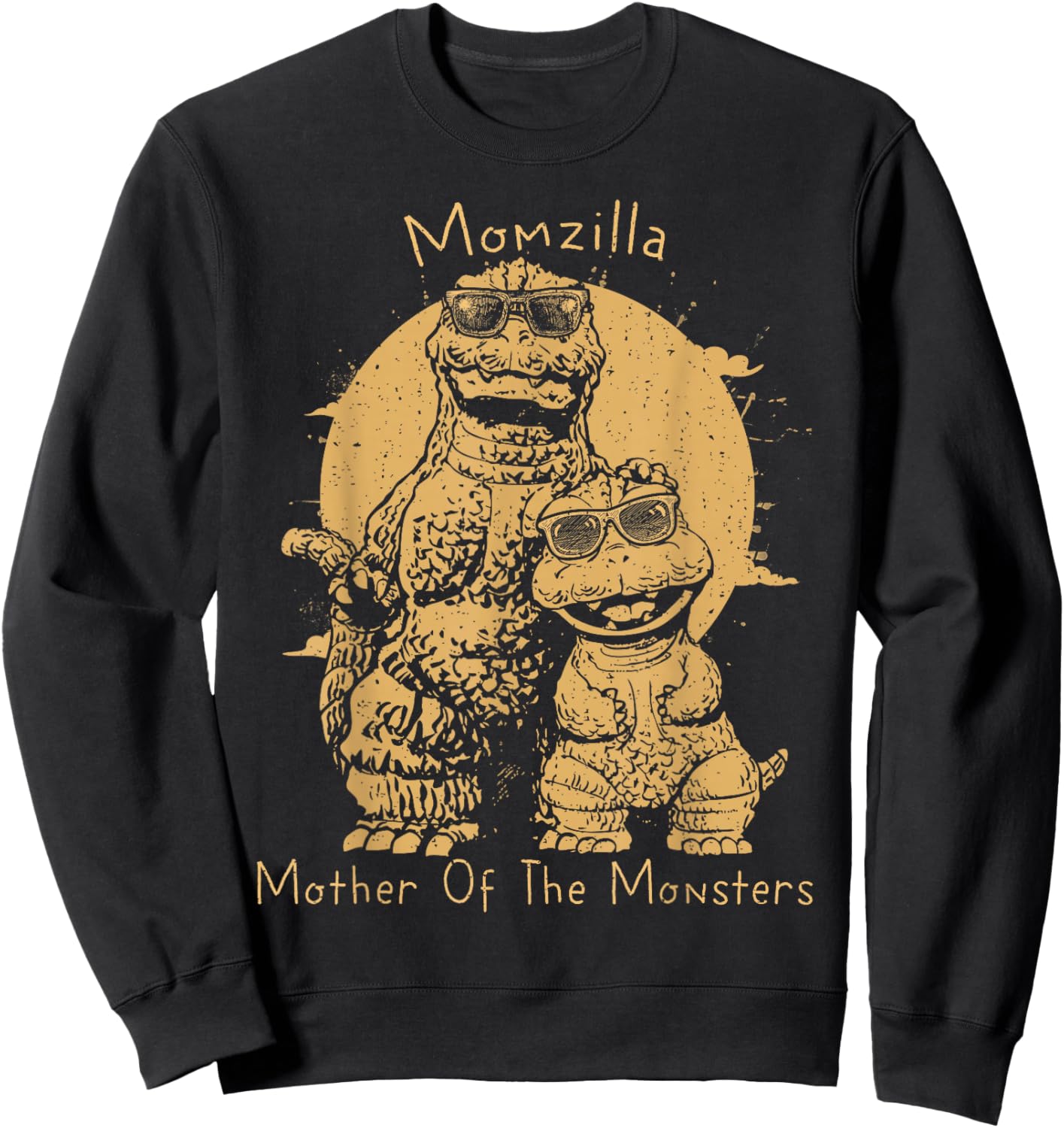 Vintage Momzilla Funny Mother of The Monsters Mother's Day Sweatshirt - Sweatshirt | Black