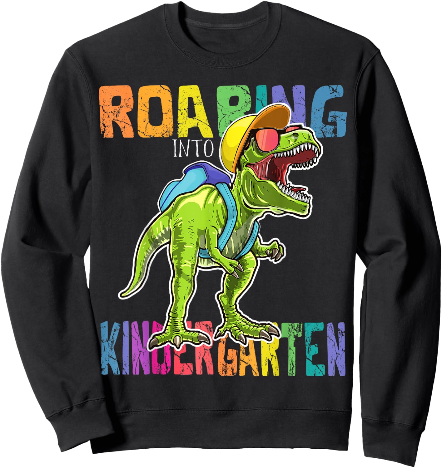 Roaring Kindergarten Dinosaur T Rex Back to School Boys Gift Sweatshirt - Sweatshirt | Black