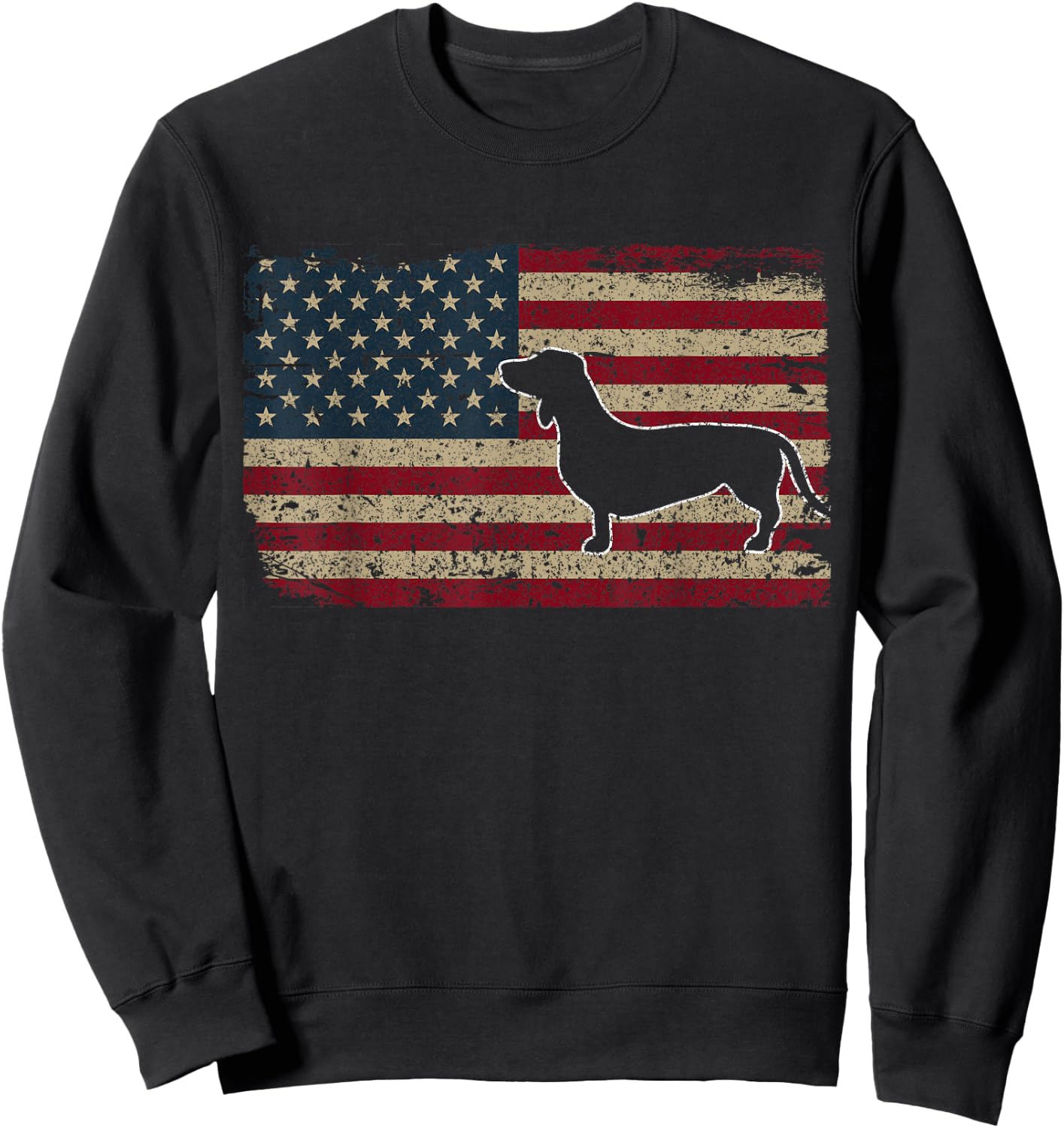 Dachshund America Flag Patriotic Weiner Dog Gift Small Sweatshirt - Sweatshirt | Black