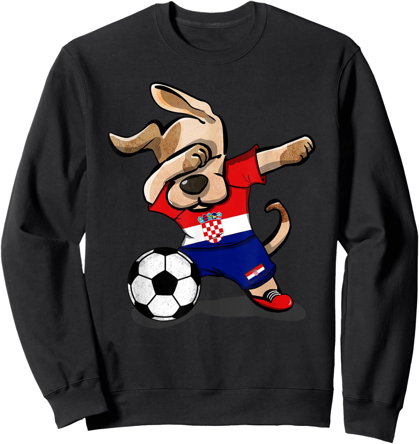Dabbing Dog Croatia Soccer Fans Jersey Croatian Football Sweatshirt - Sweatshirt | Black