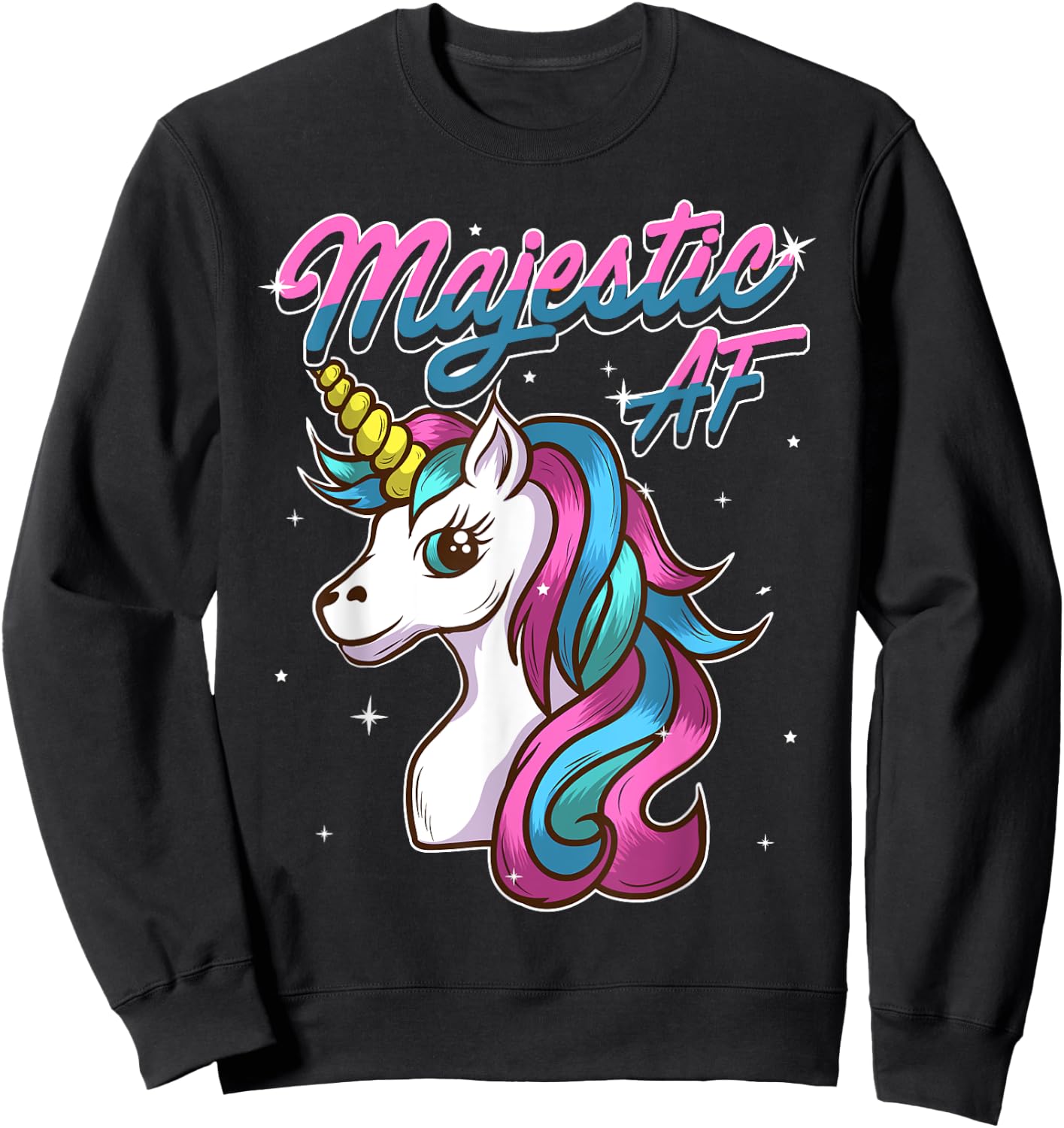 Unicorn T Shirt Majestic AF T Shirt Unicorn Shirts Sweatshirt - Sweatshirt | Black