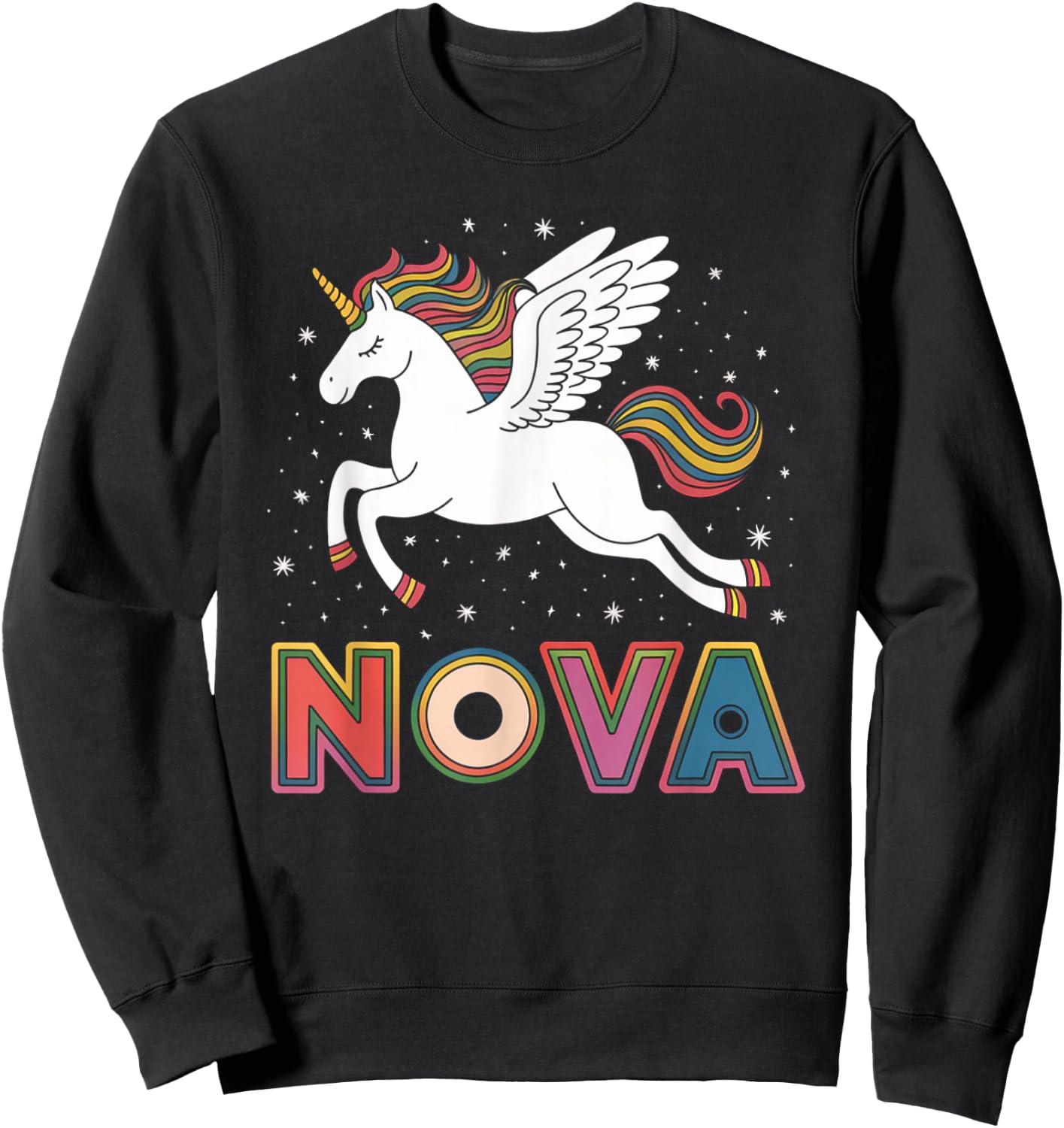Magical Nova Unicorn Girl First Name Design Sweatshirt - Sweatshirt | Black