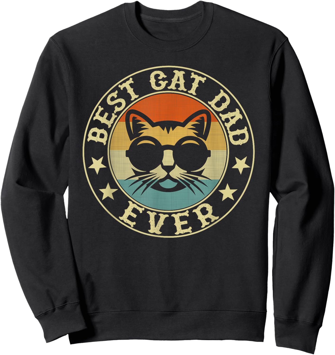 Vintage Best Cat Dad Ever Men Girls Kids Sweatshirt - Sweatshirt | Black