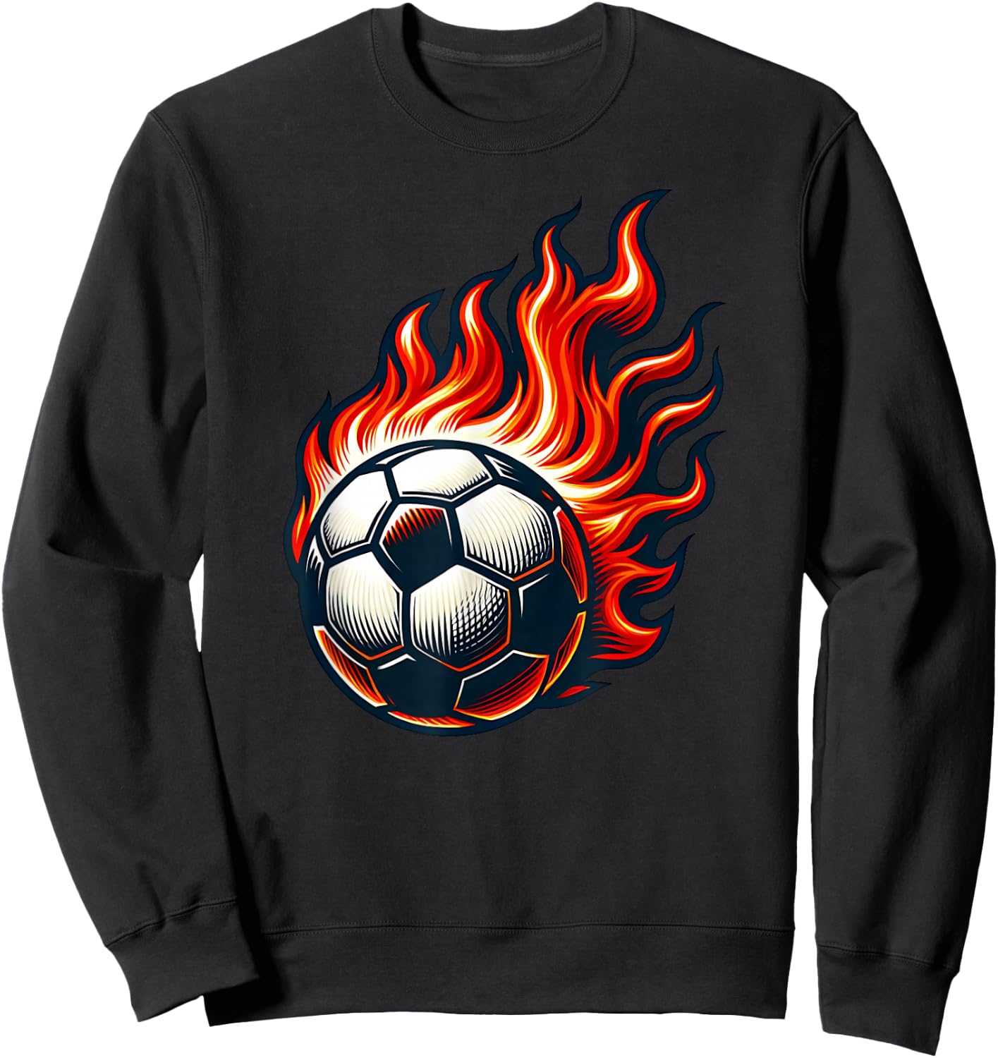 Flaming Soccer Ball Sweatshirt - Sweatshirt | Black