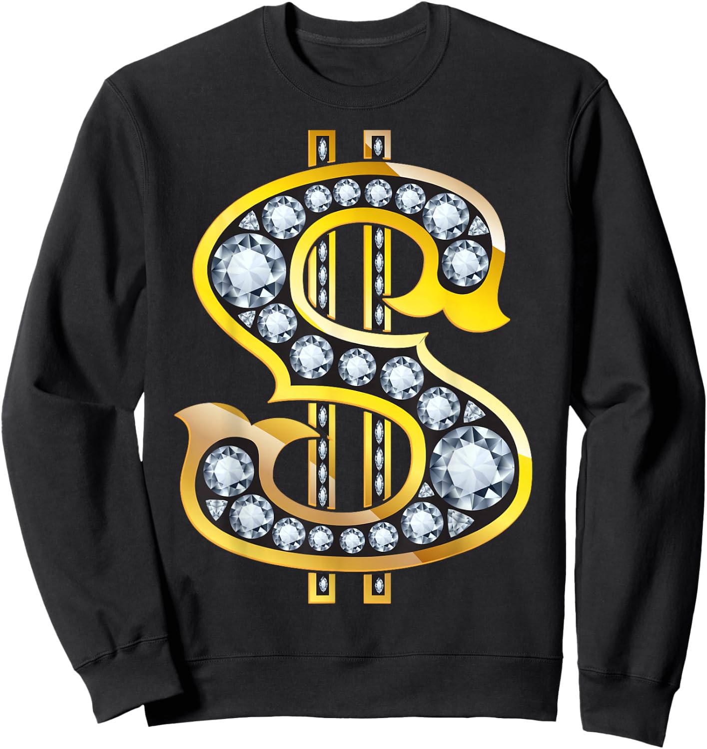 Diamond Dollar Sign Shirt | Cool More Cash Funny Gift Sweatshirt - Sweatshirt | Black