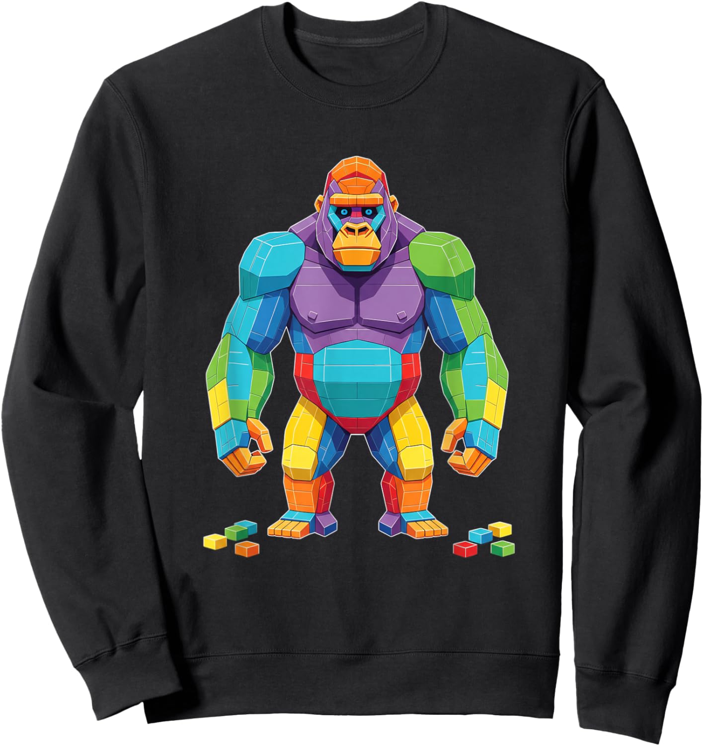 Colorful Block Gorilla Kids Birthday Mythical Creatures Toy Sweatshirt - Sweatshirt | Black